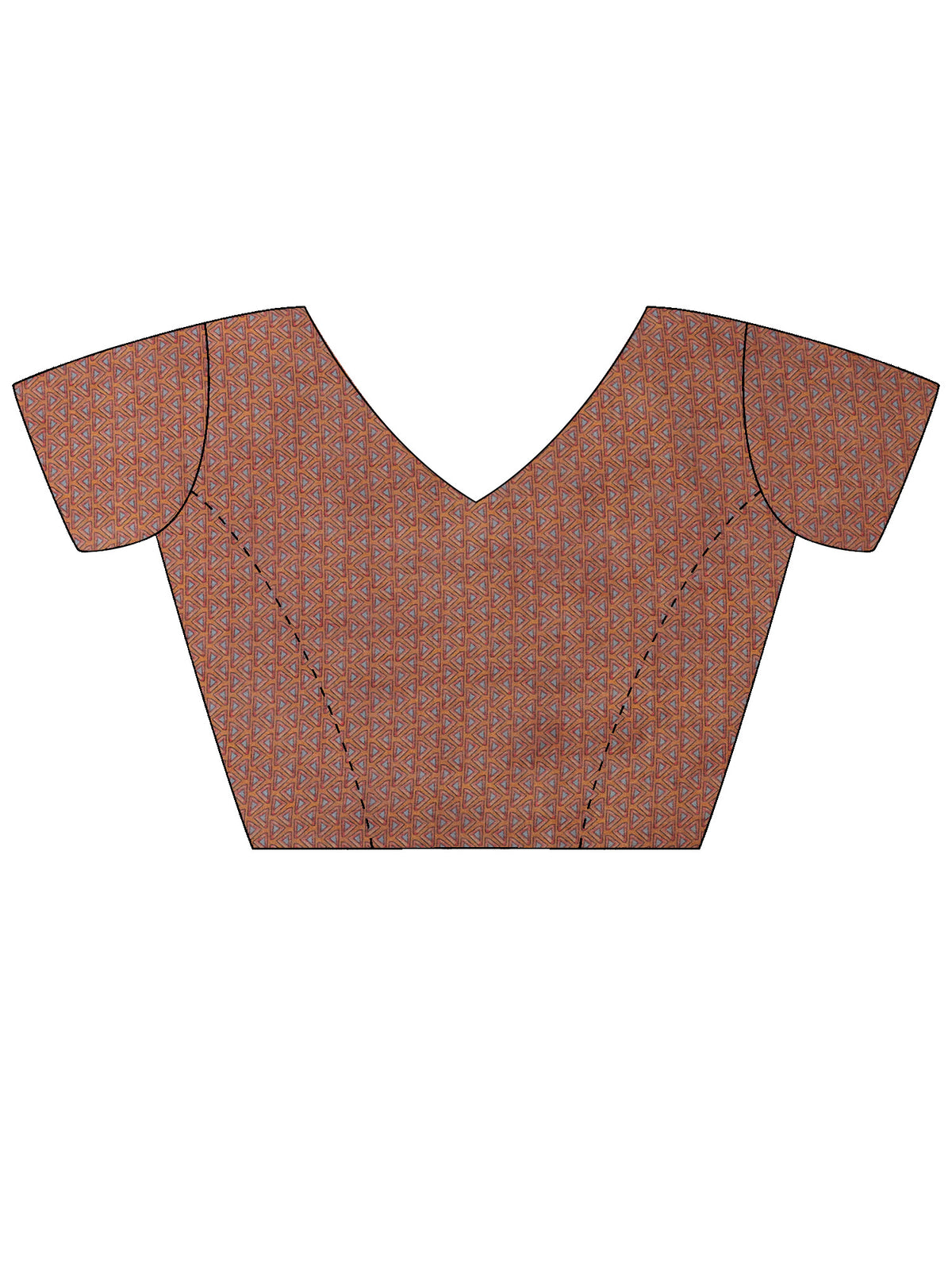 Unstitched light brown linen blend blouse piece with geometric design