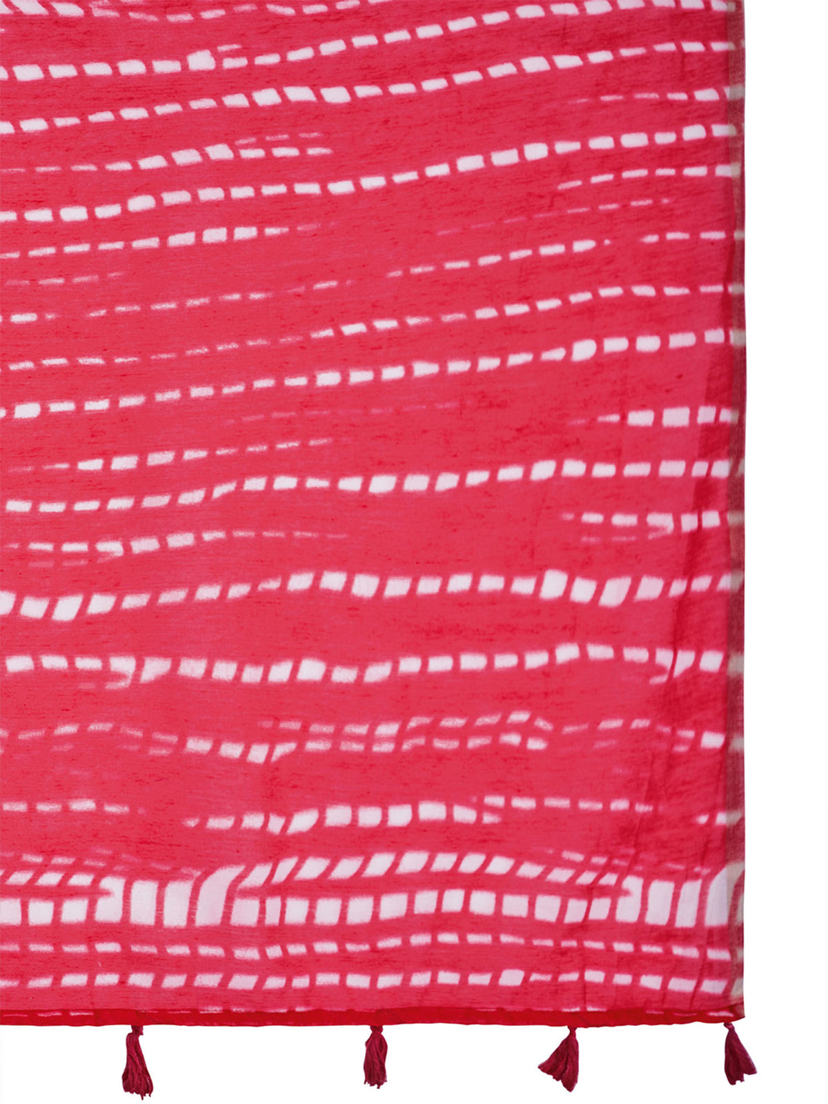 Red Cotton Linen saree – detail view 5
