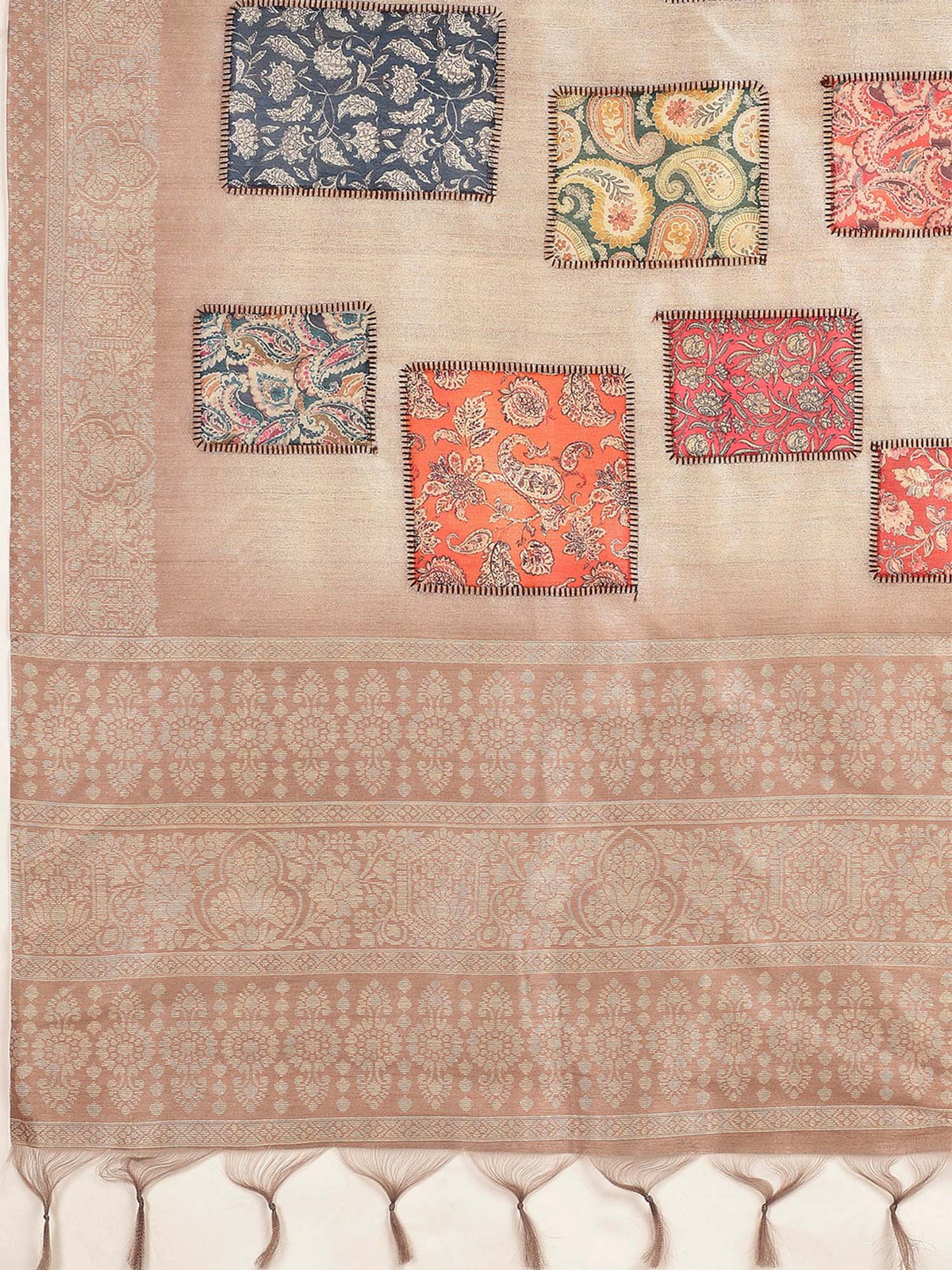 Beige Cotton Silk saree – detail view 5