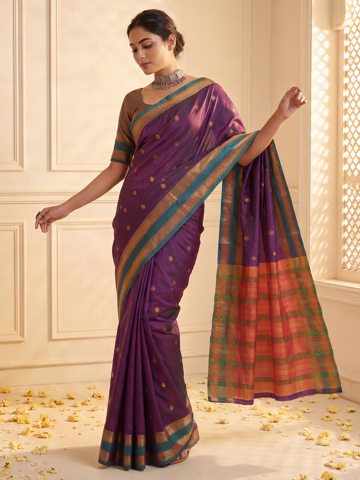 Purple Soft Silk saree – detail view 3