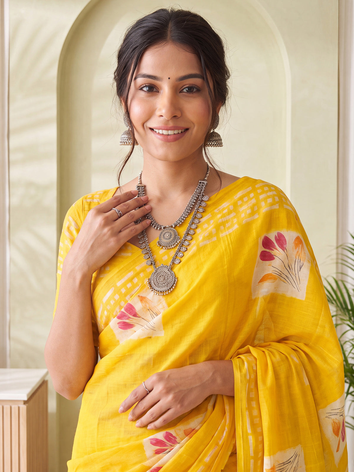 Yellow Cotton saree – detail view 4