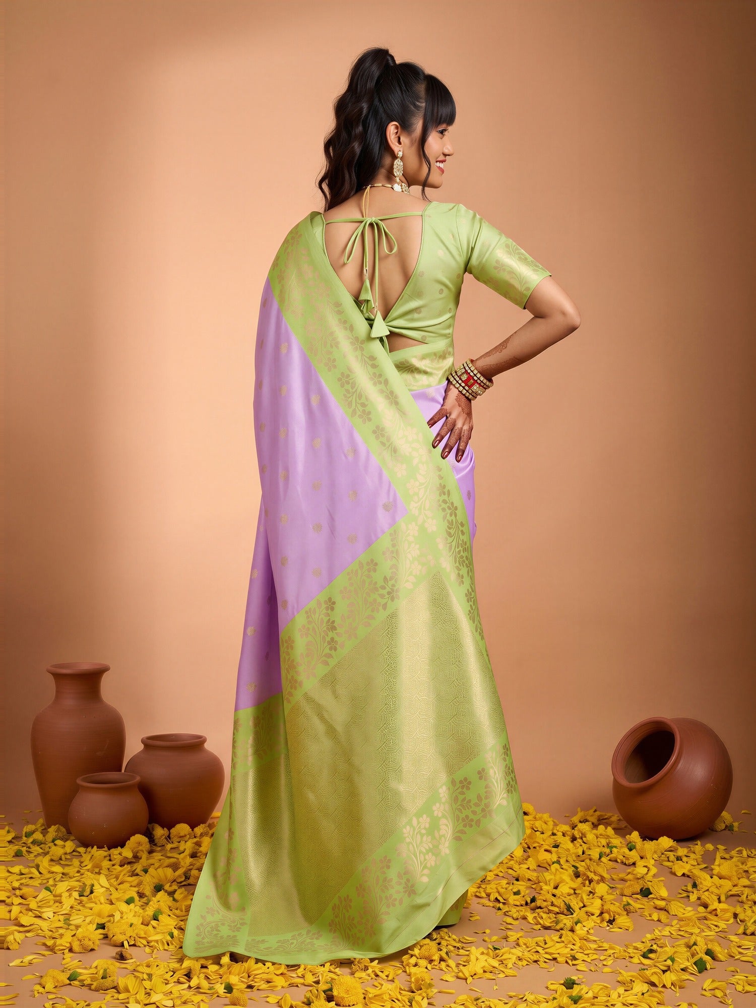 Purple Cotton Blend saree – detail view 1