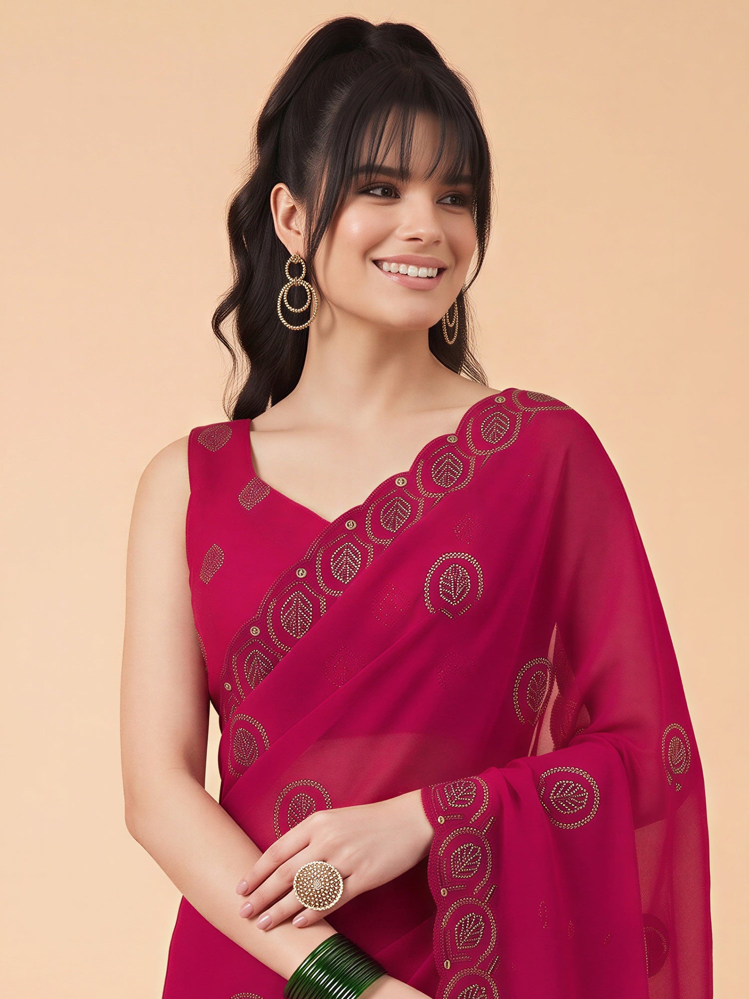 Pink Tissue saree – detail view 4