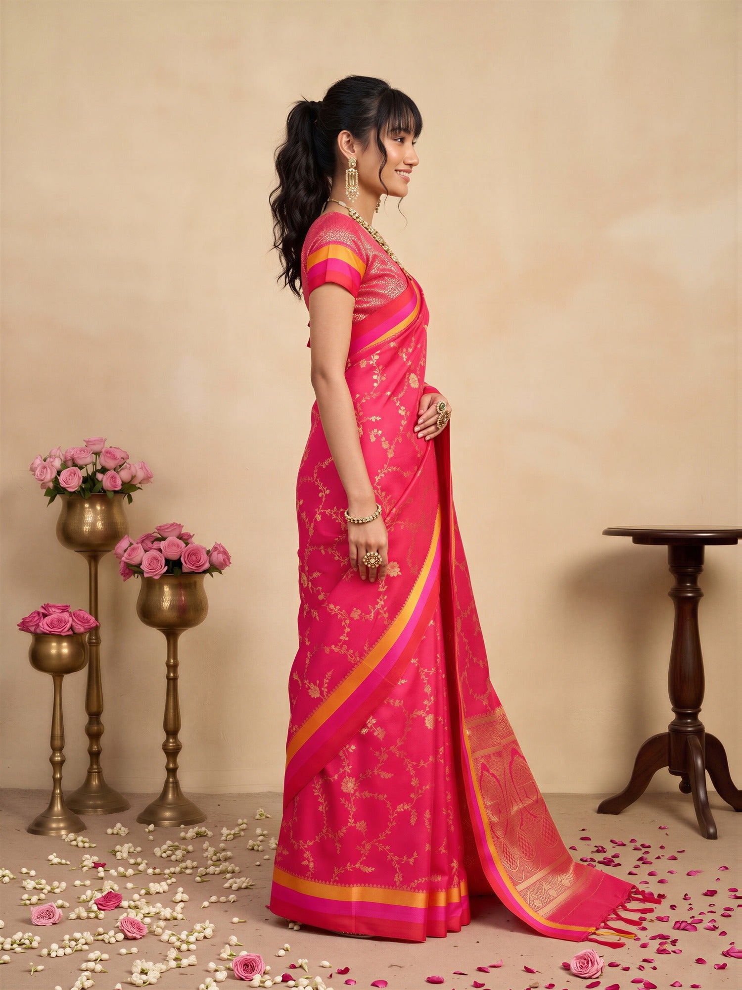 Pink Pure Silk saree – detail view 2