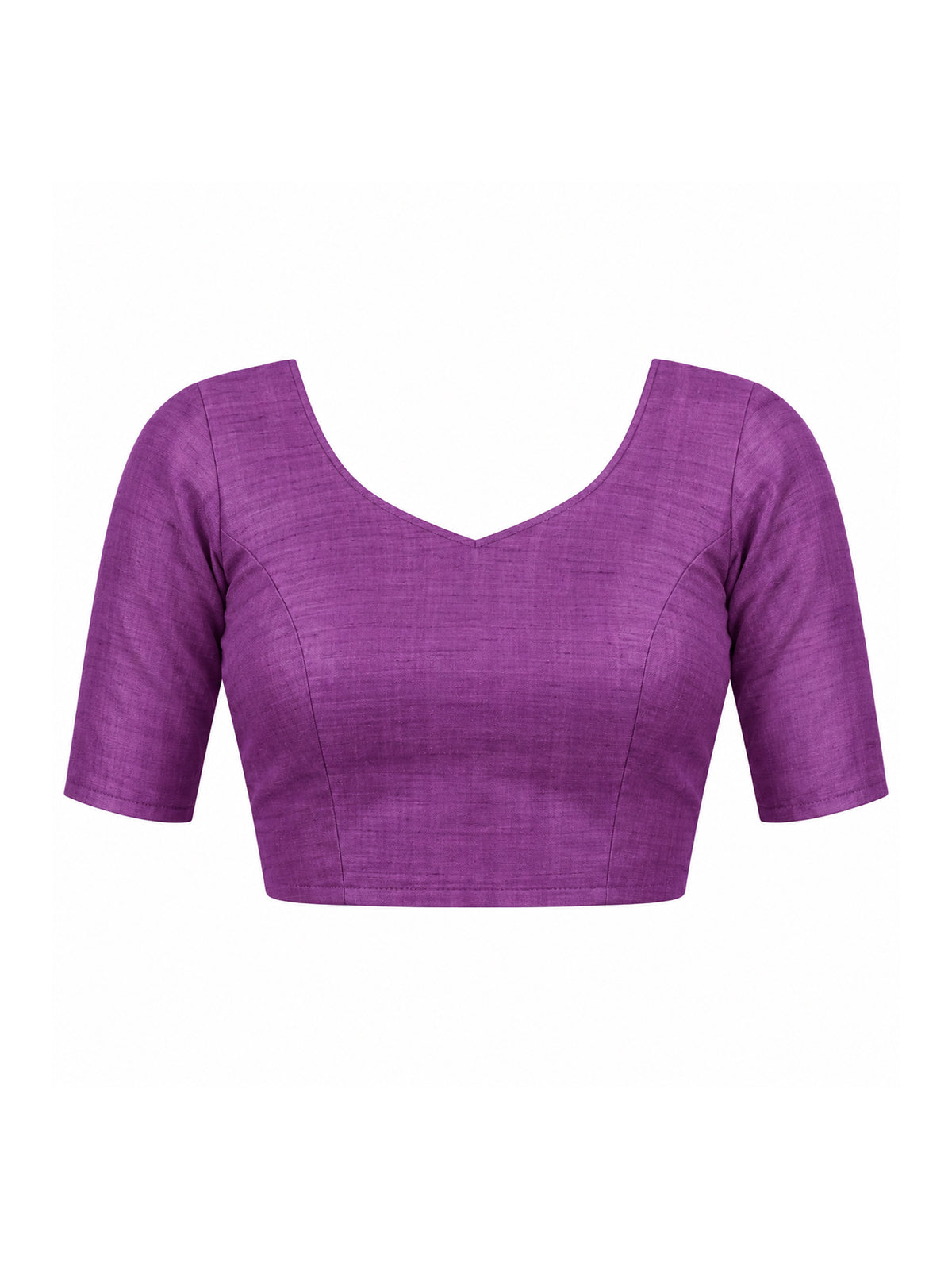 Unstitched purple soft silk blouse piece with solid design