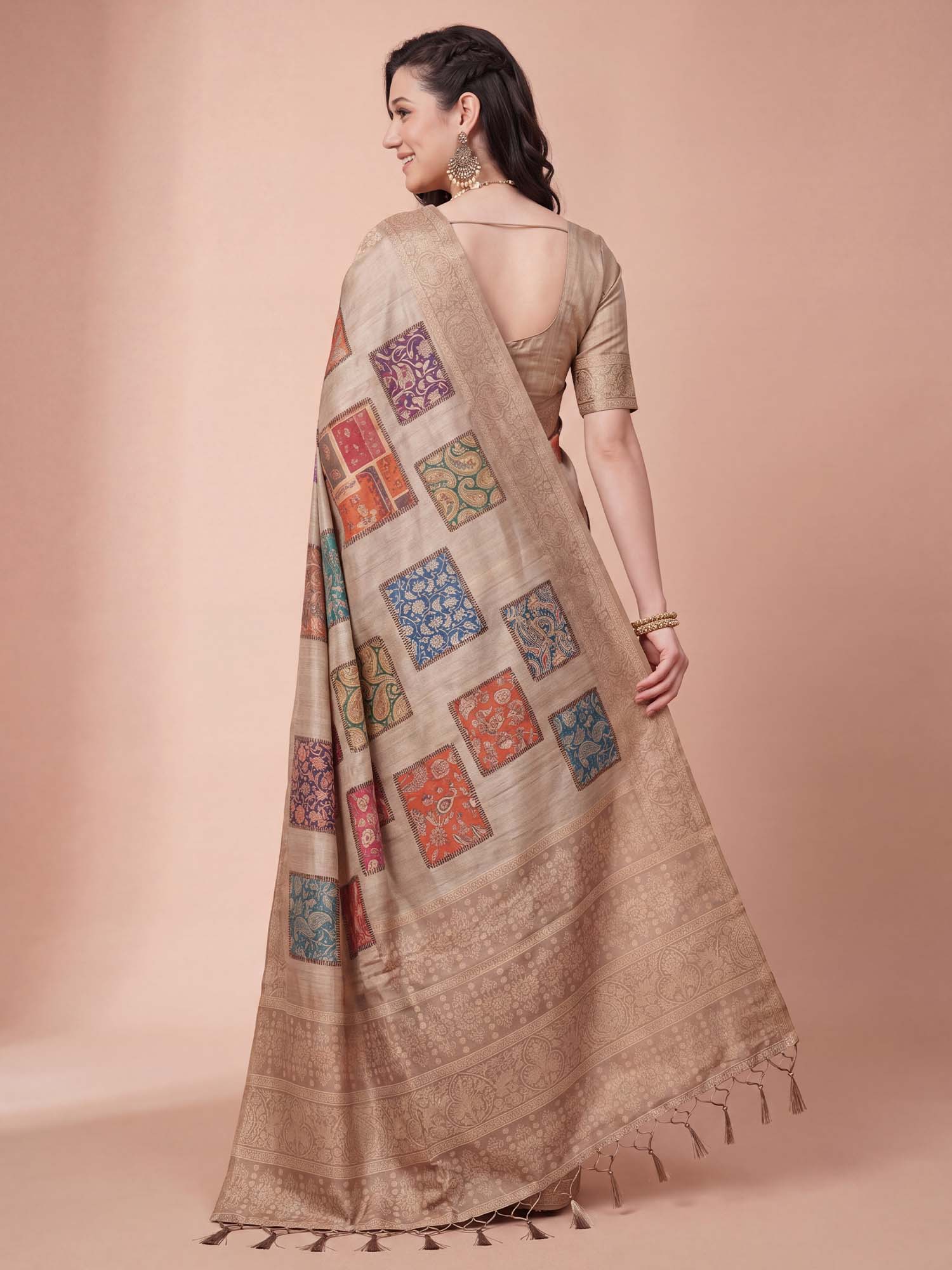 Beige Cotton Silk saree – detail view 1
