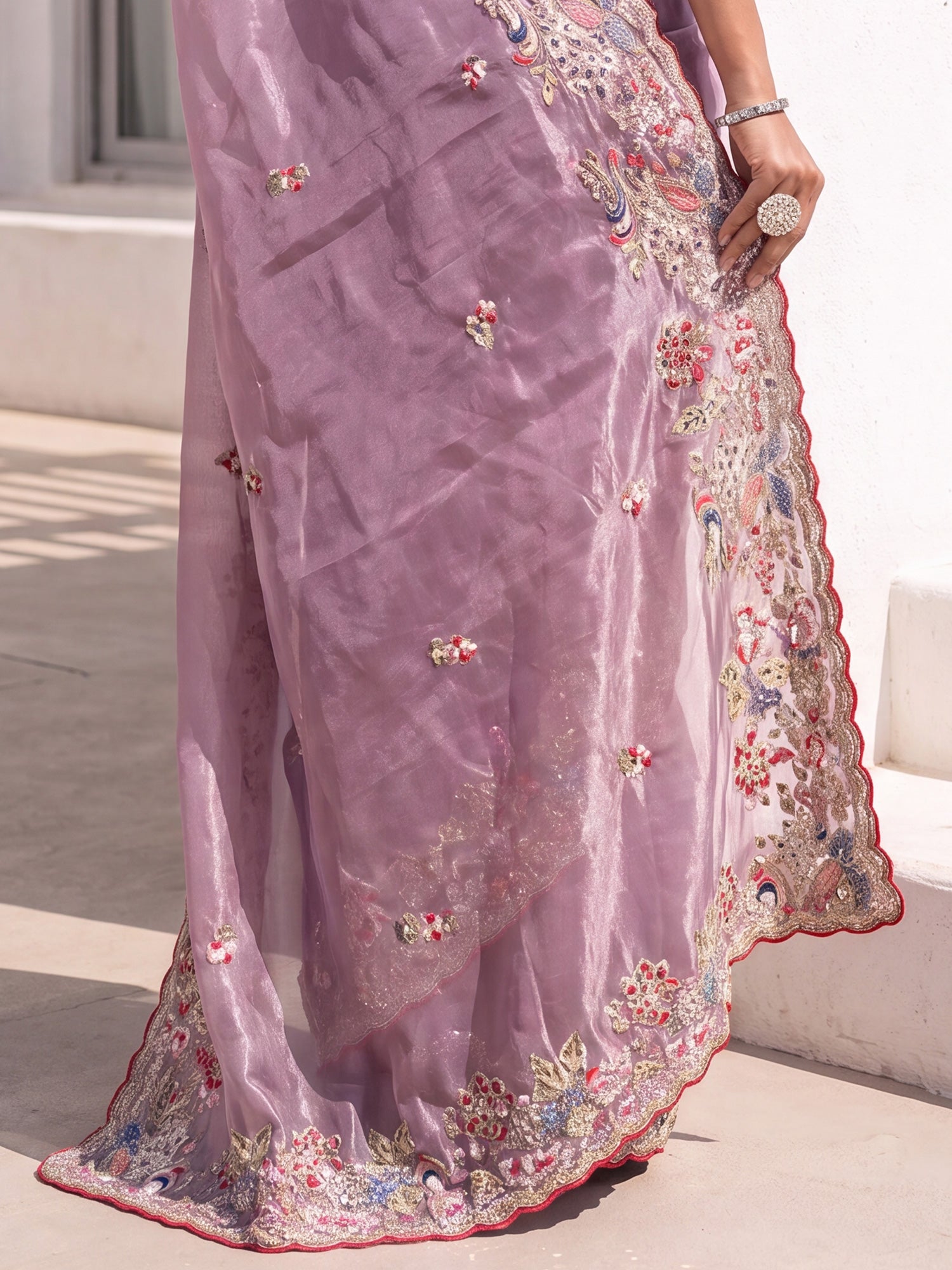 Purple Organza saree – detail view 5