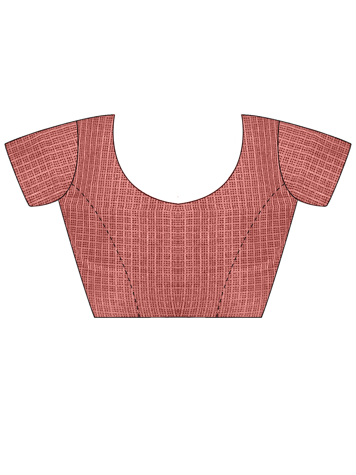Unstitched peach kota doria cotton blouse piece with solid design