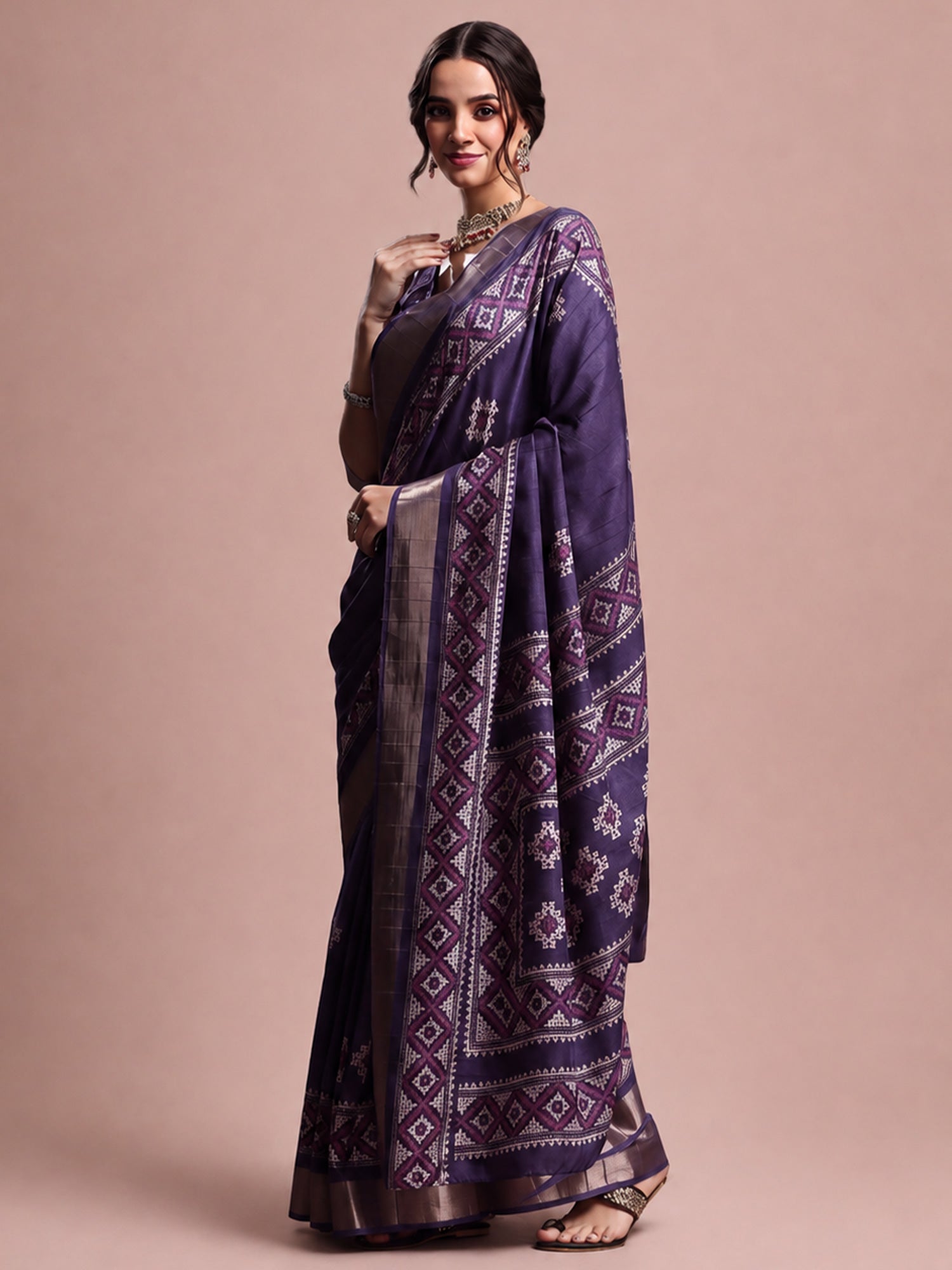 Purple Silk Blend saree – detail view 2