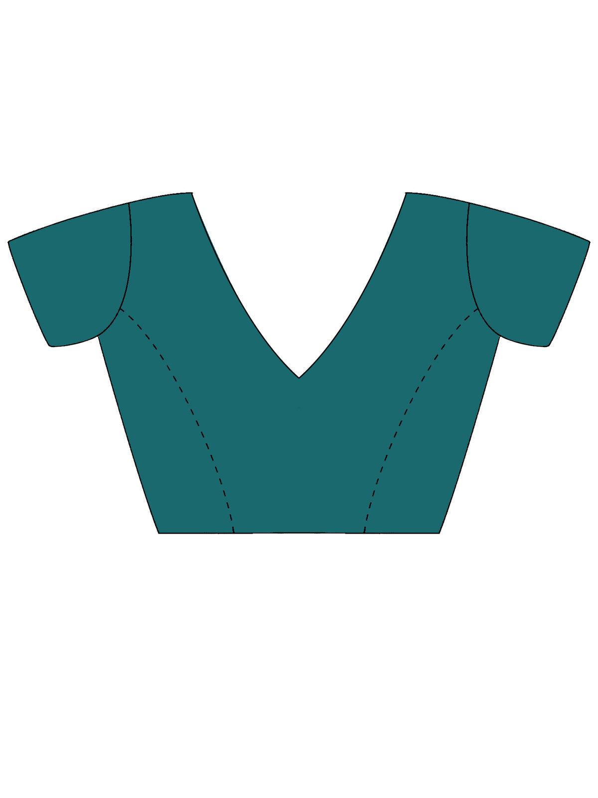 Unstitched teal blue cotton blend blouse piece with solid design
