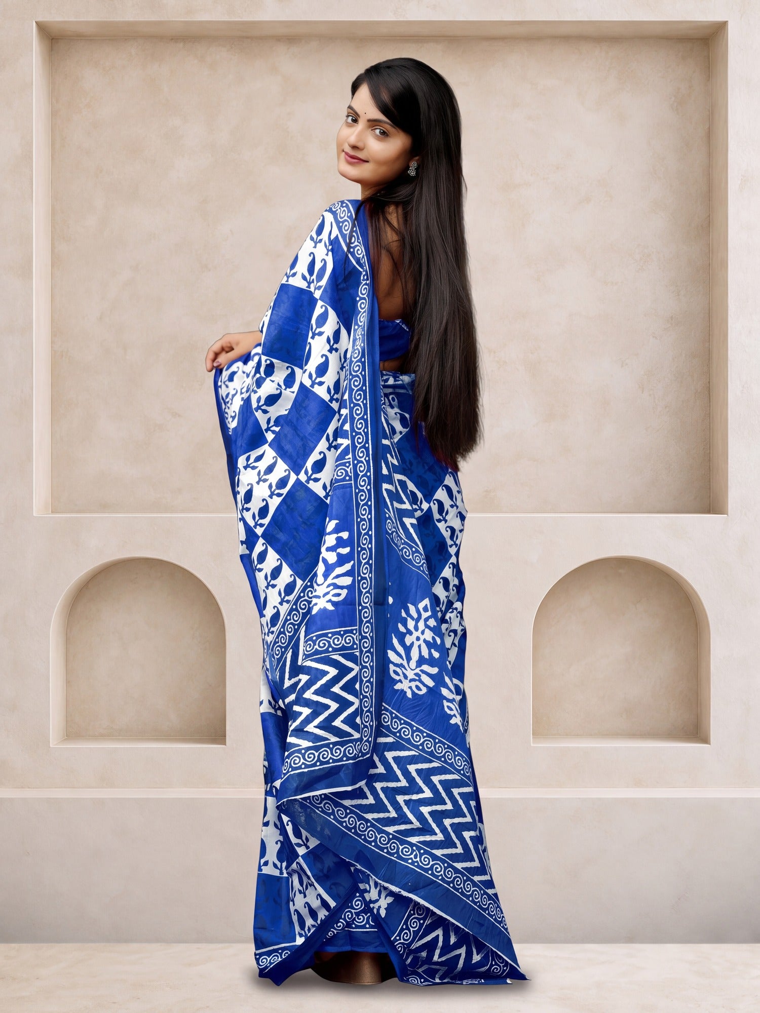 Blue Cotton saree – detail view 1