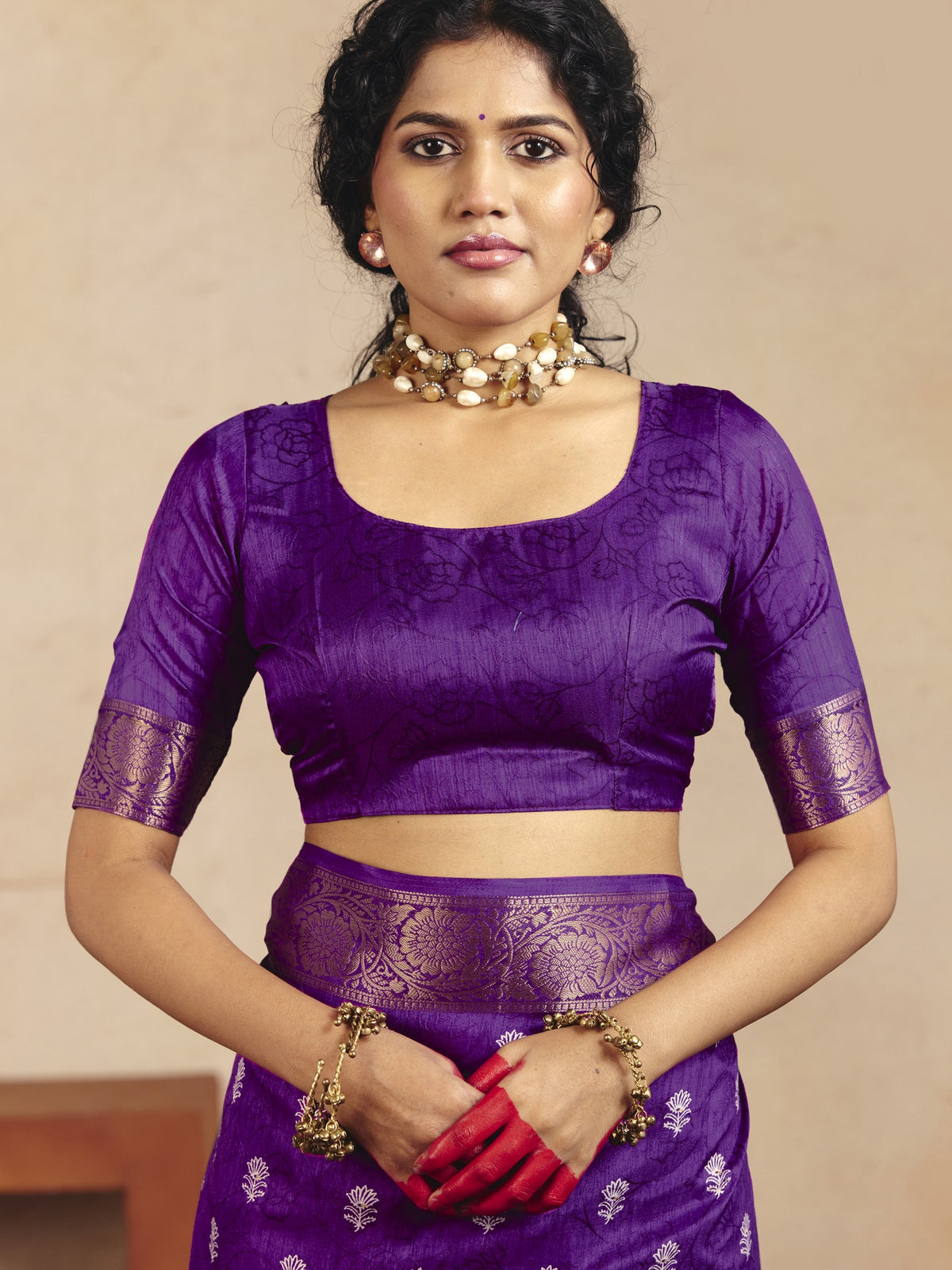 Purple Tussar Silk saree – detail view 4