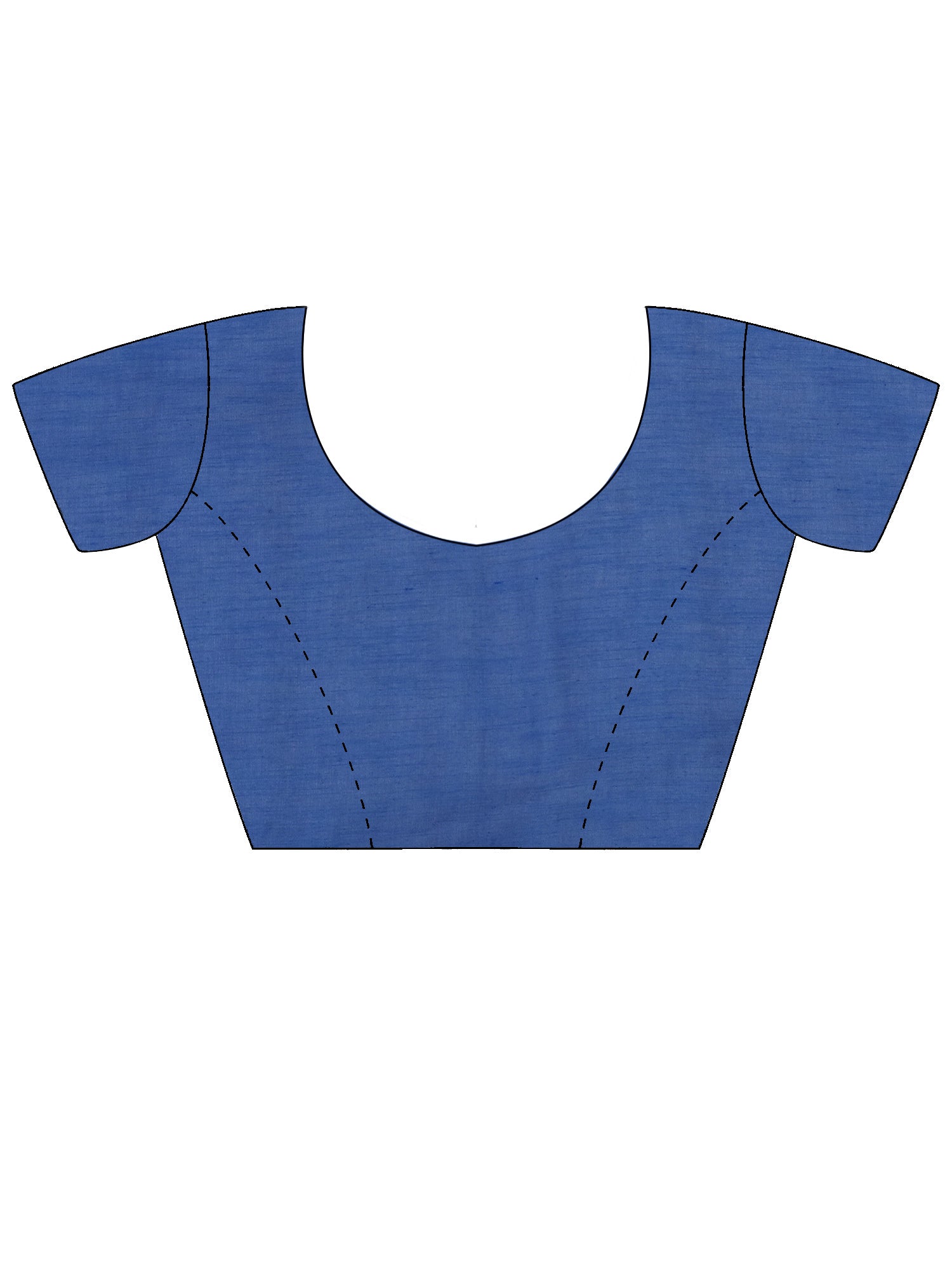 Unstitched blue cotton linen blouse piece with solid design