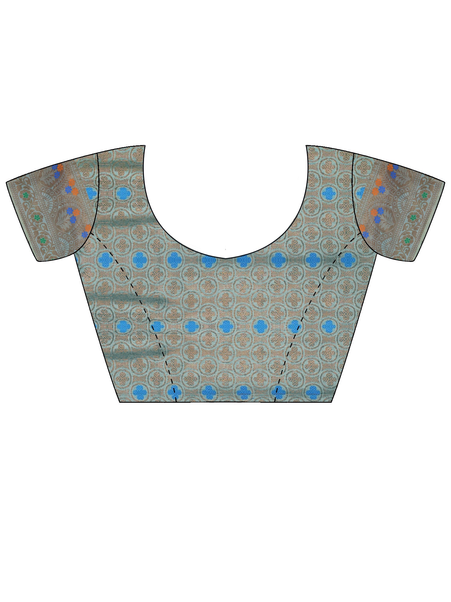 Unstitched light blue brocade blouse piece with woven design design