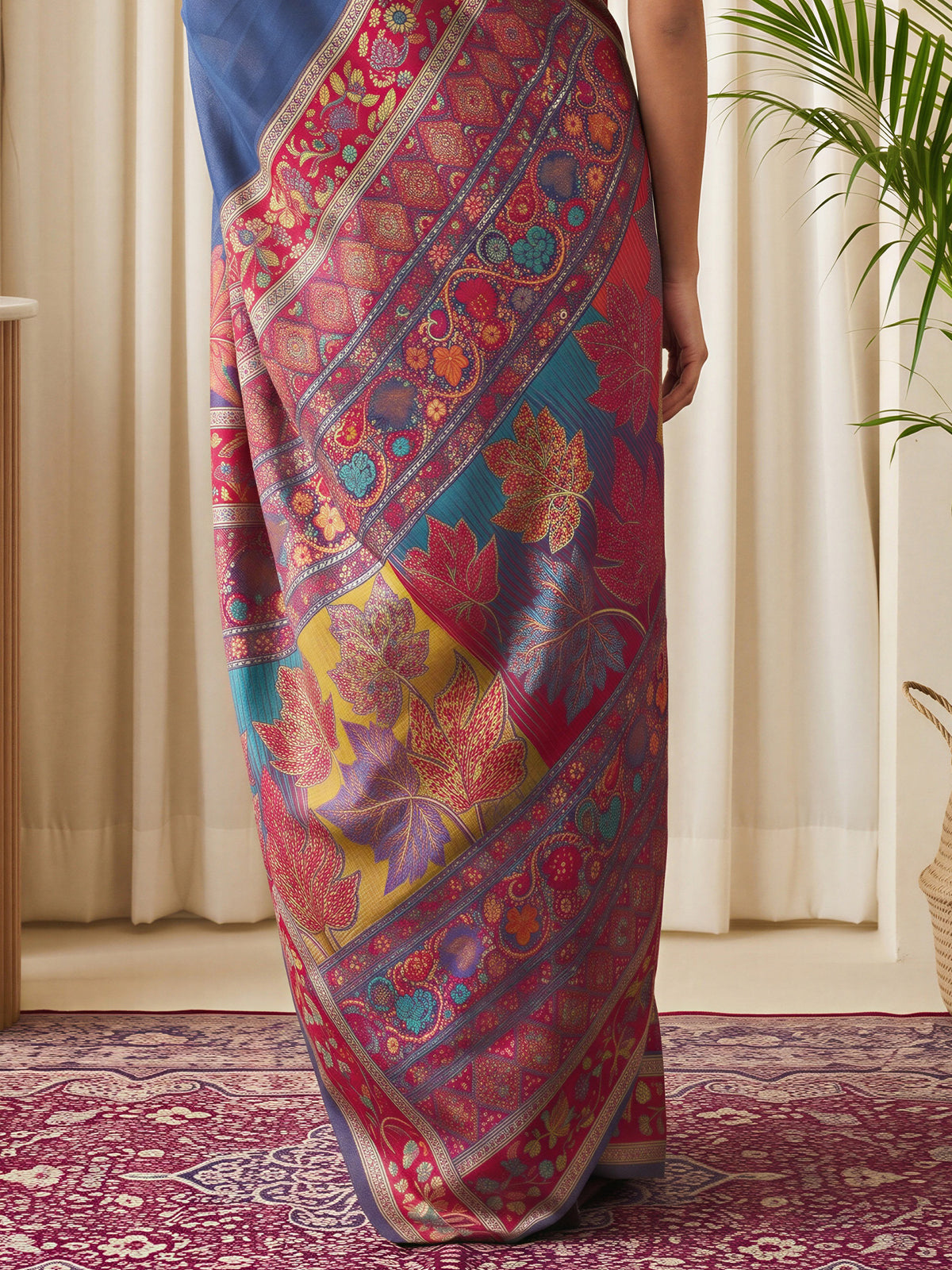 Navy Blue Pashmina Silk saree – detail view 5