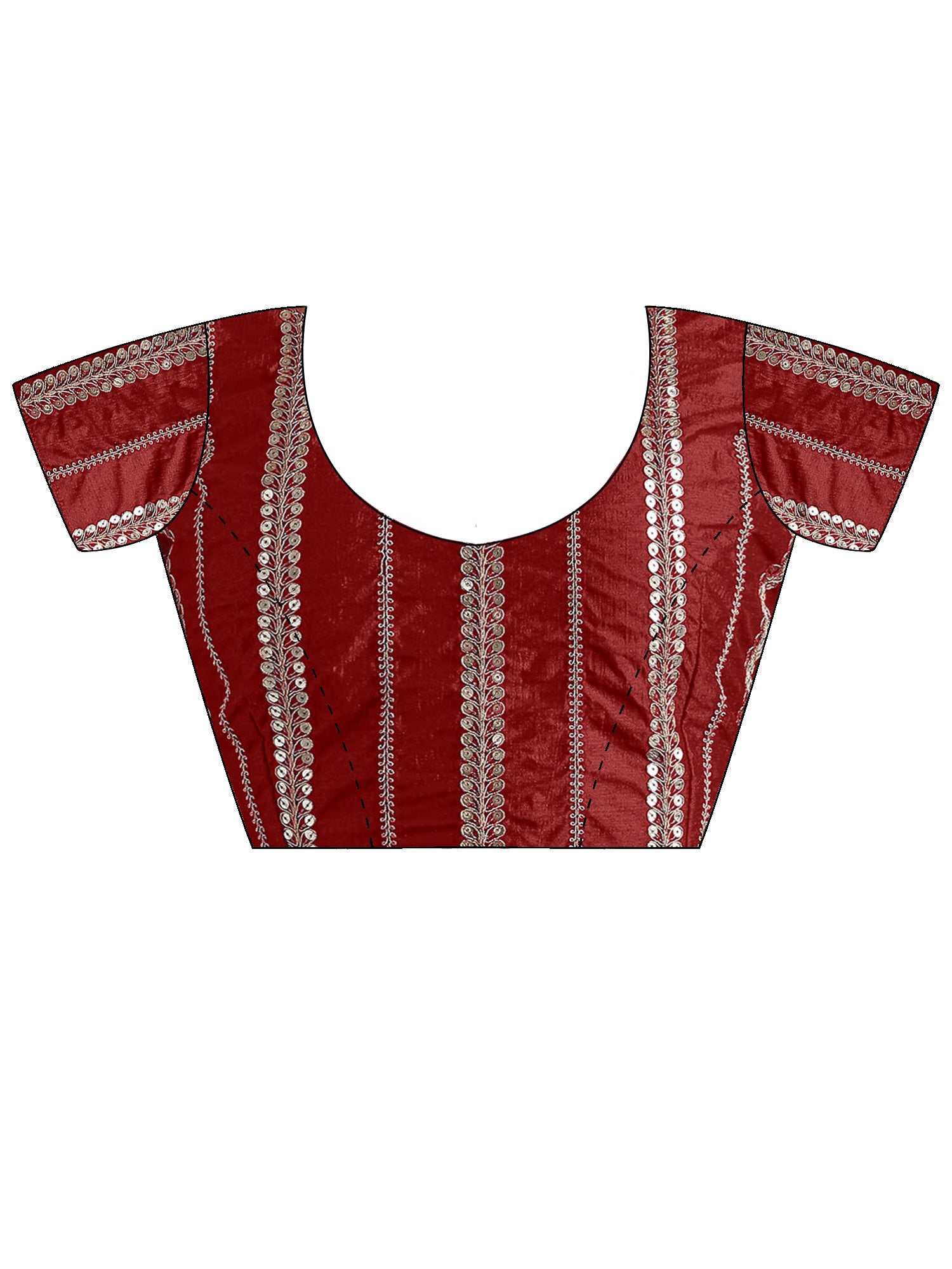 Unstitched maroon vichitra silk blouse piece with embellished design