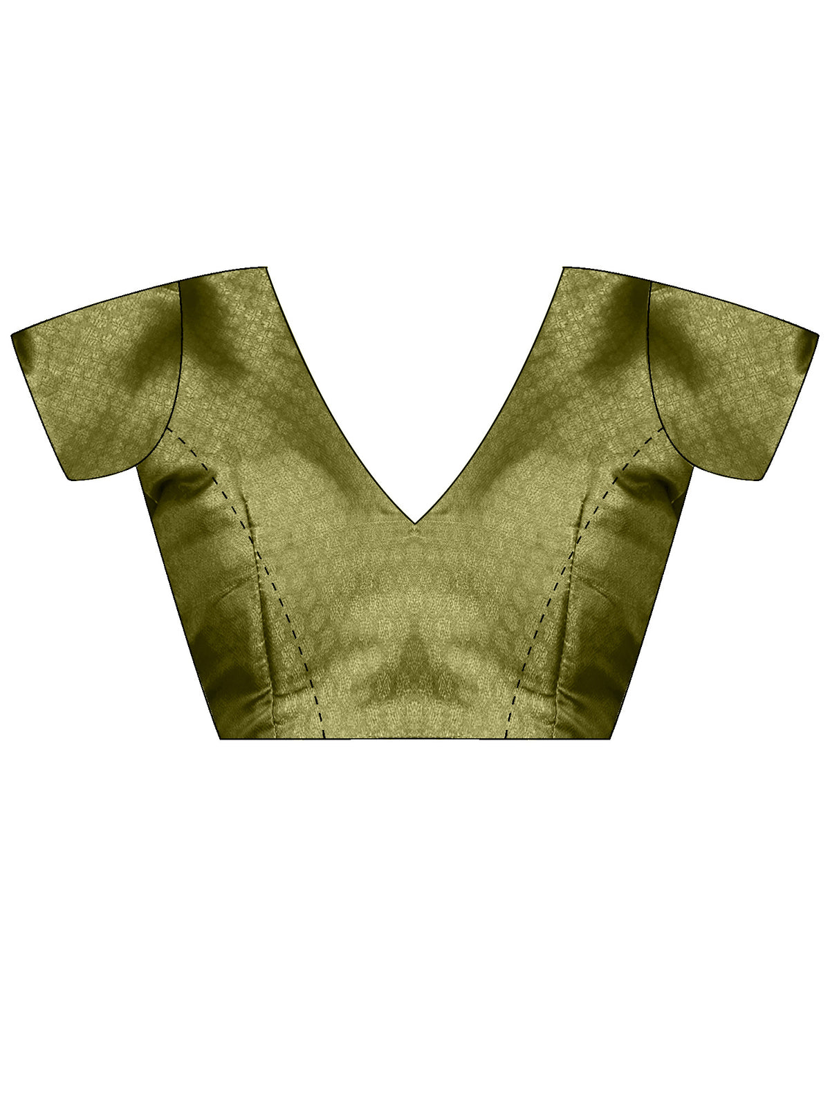 Unstitched green silk blend blouse piece with ethnic motif design