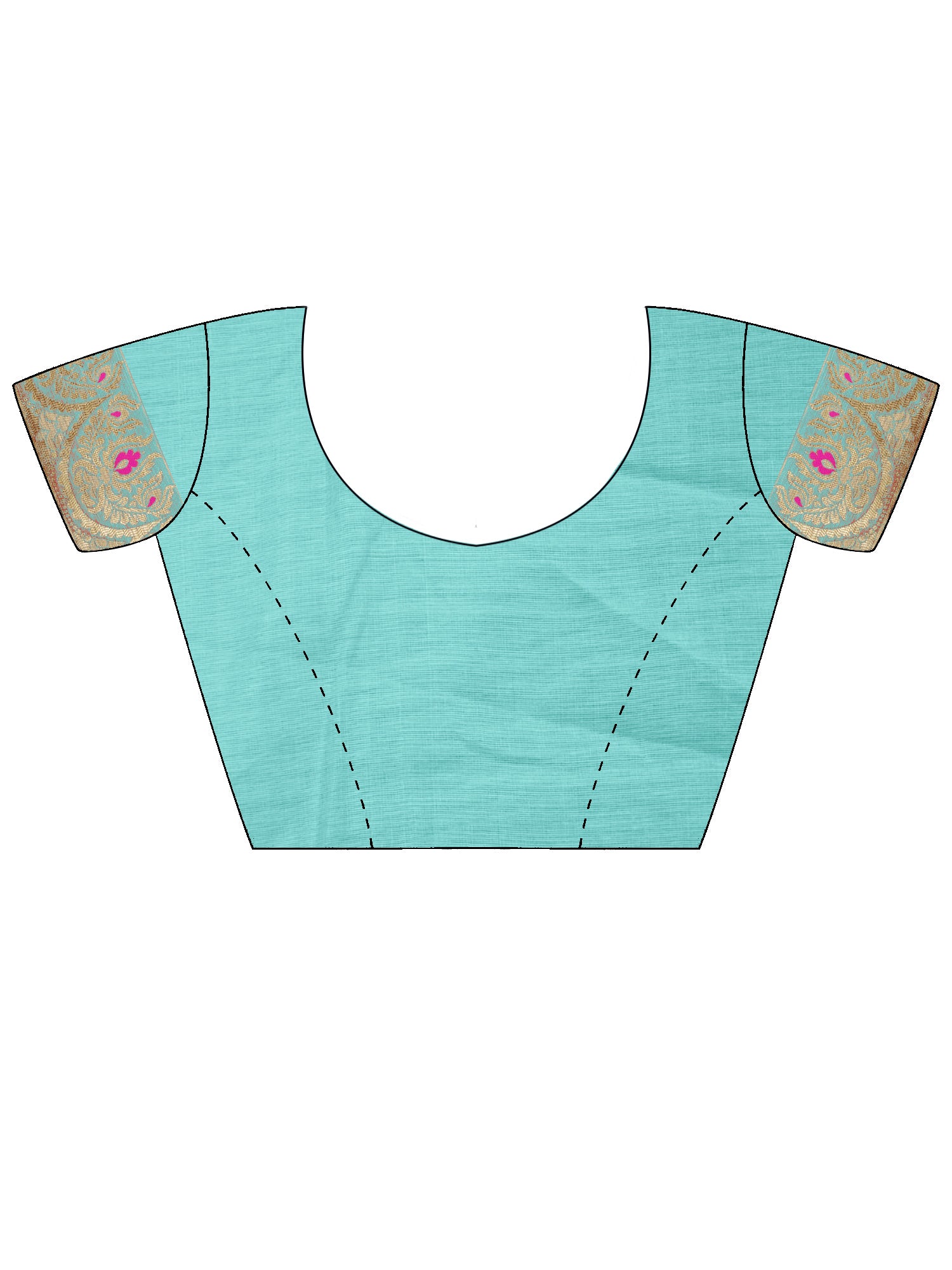 Unstitched light blue silk blend blouse piece with woven design design