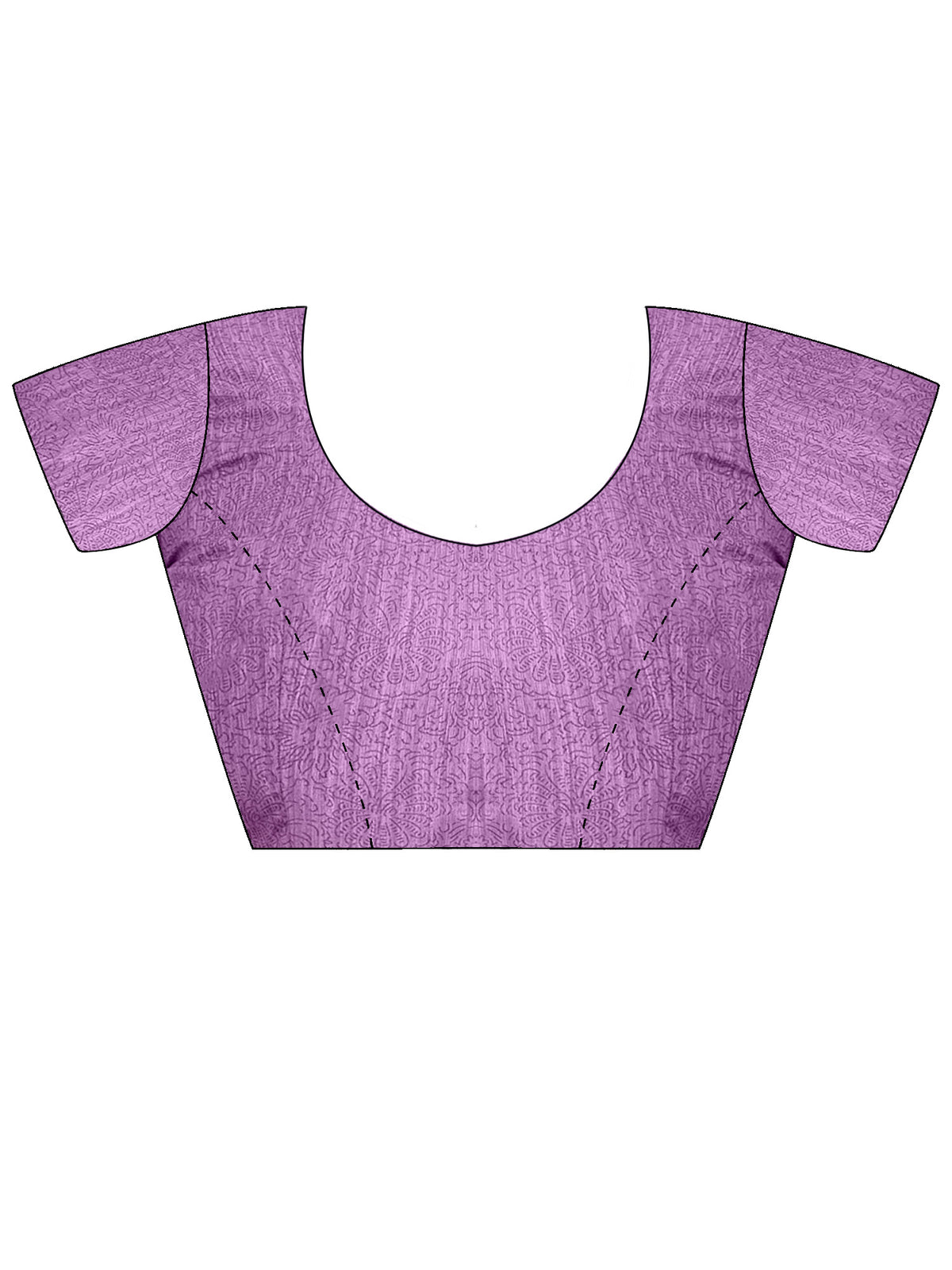 Unstitched lavender silk blend blouse piece with botanical design
