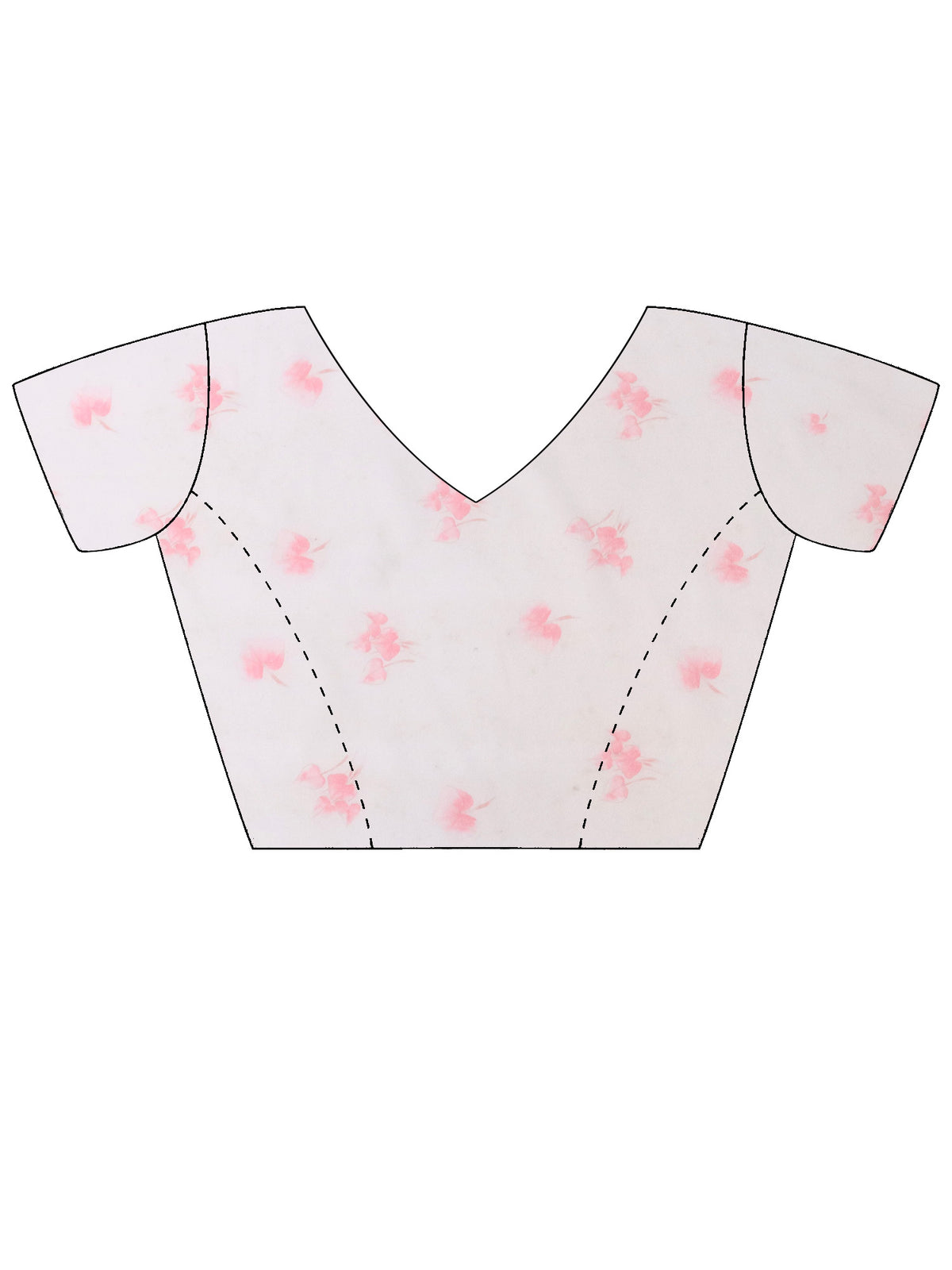 Unstitched pink organza blouse piece with abstract design