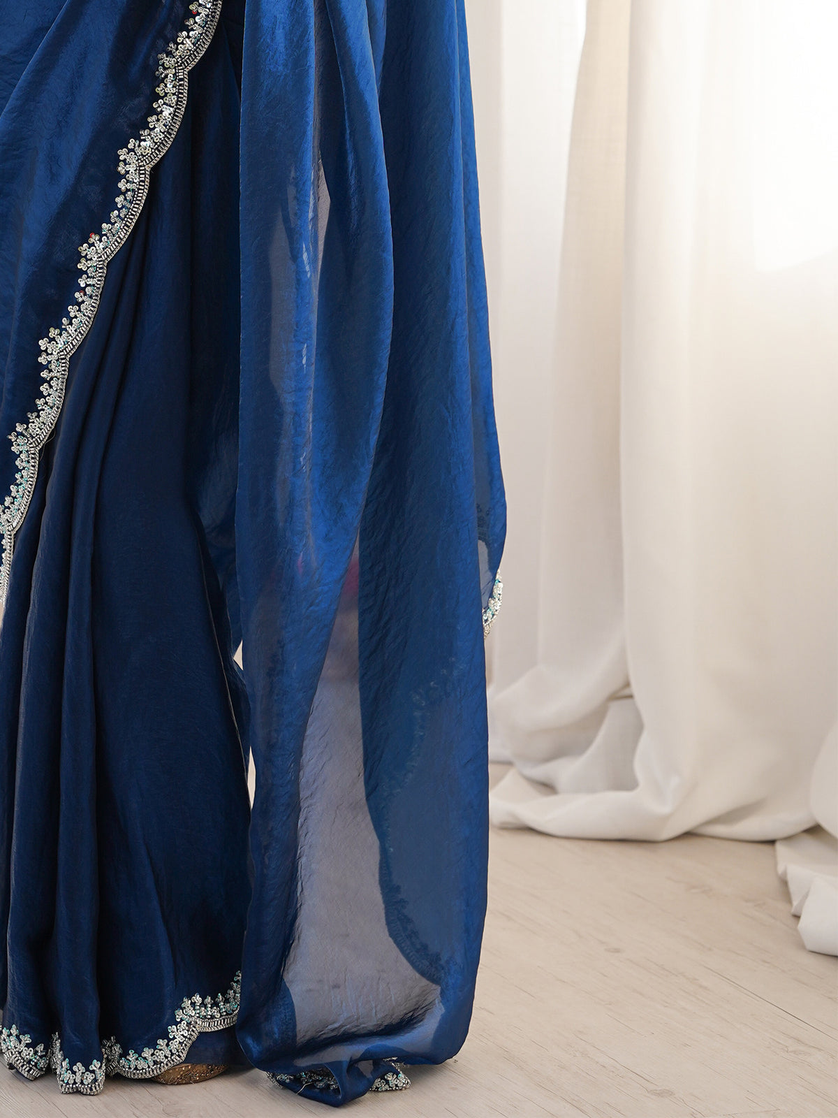 Navy Blue Silk Blend saree – detail view 5