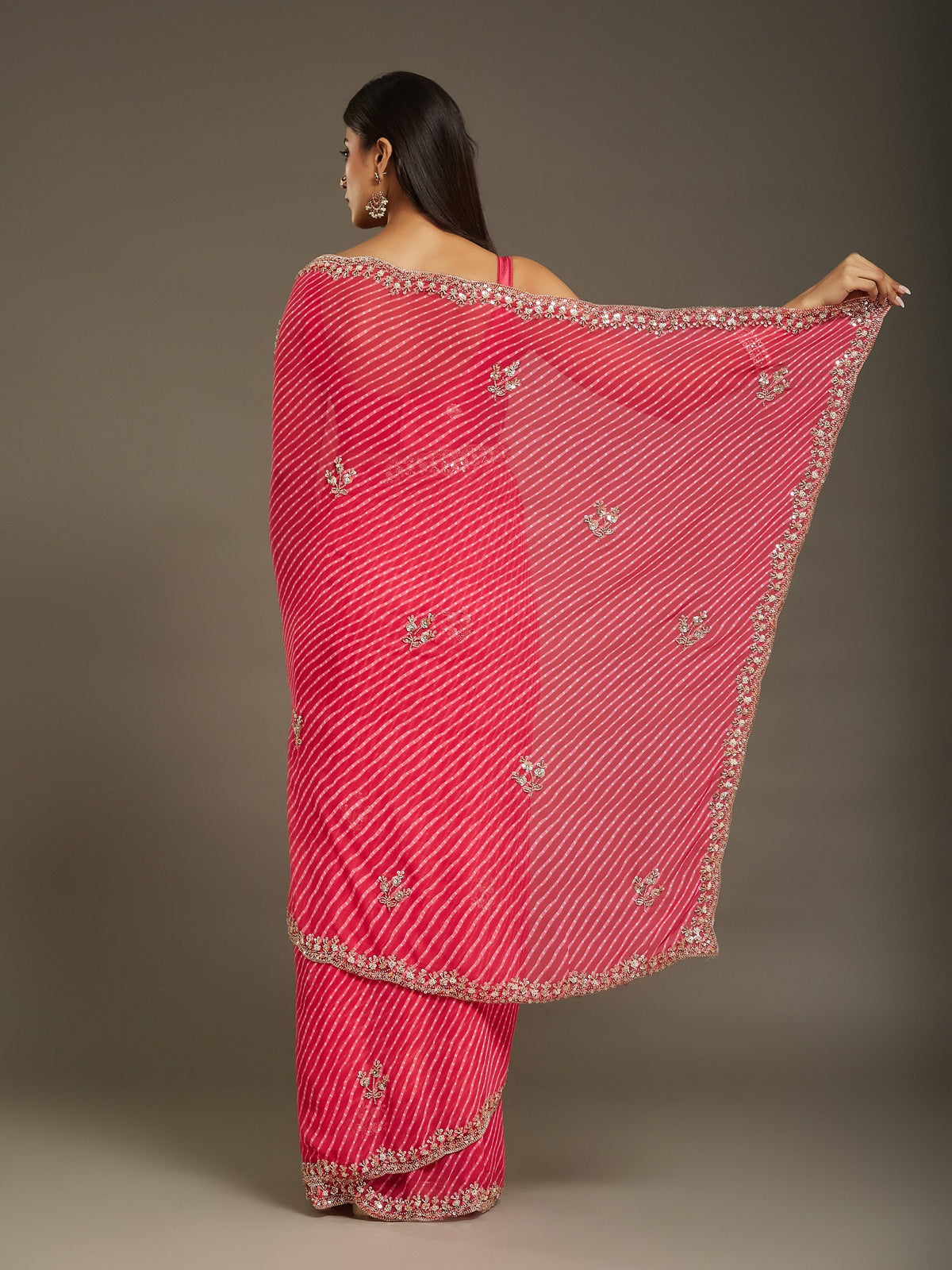Pink Georgette saree – detail view 3