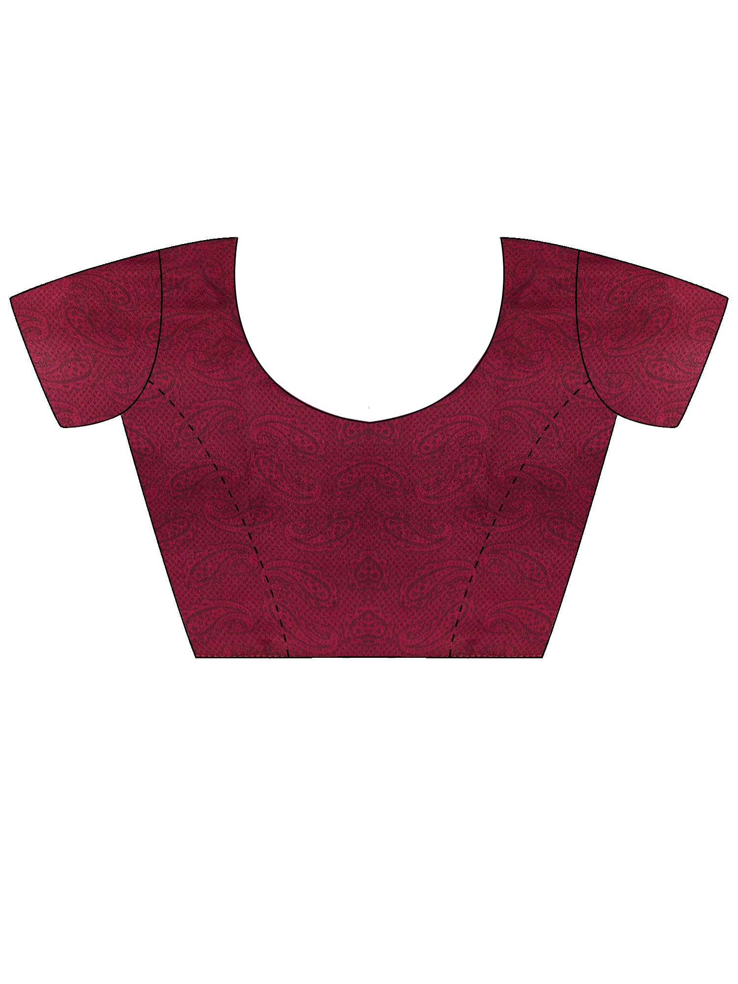 Unstitched burgundy crepe blouse piece with solid design