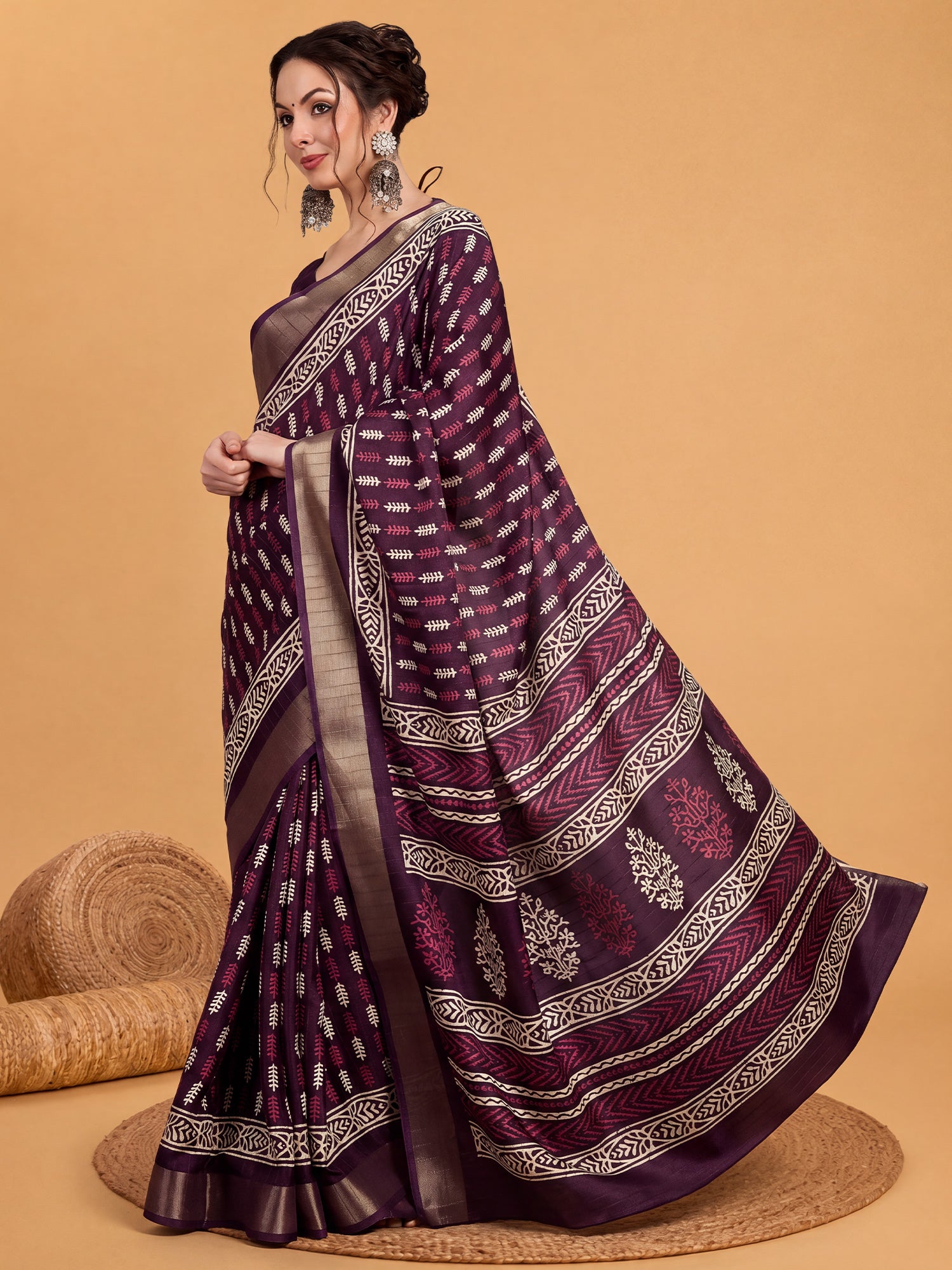 Purple Silk Blend saree – detail view 2