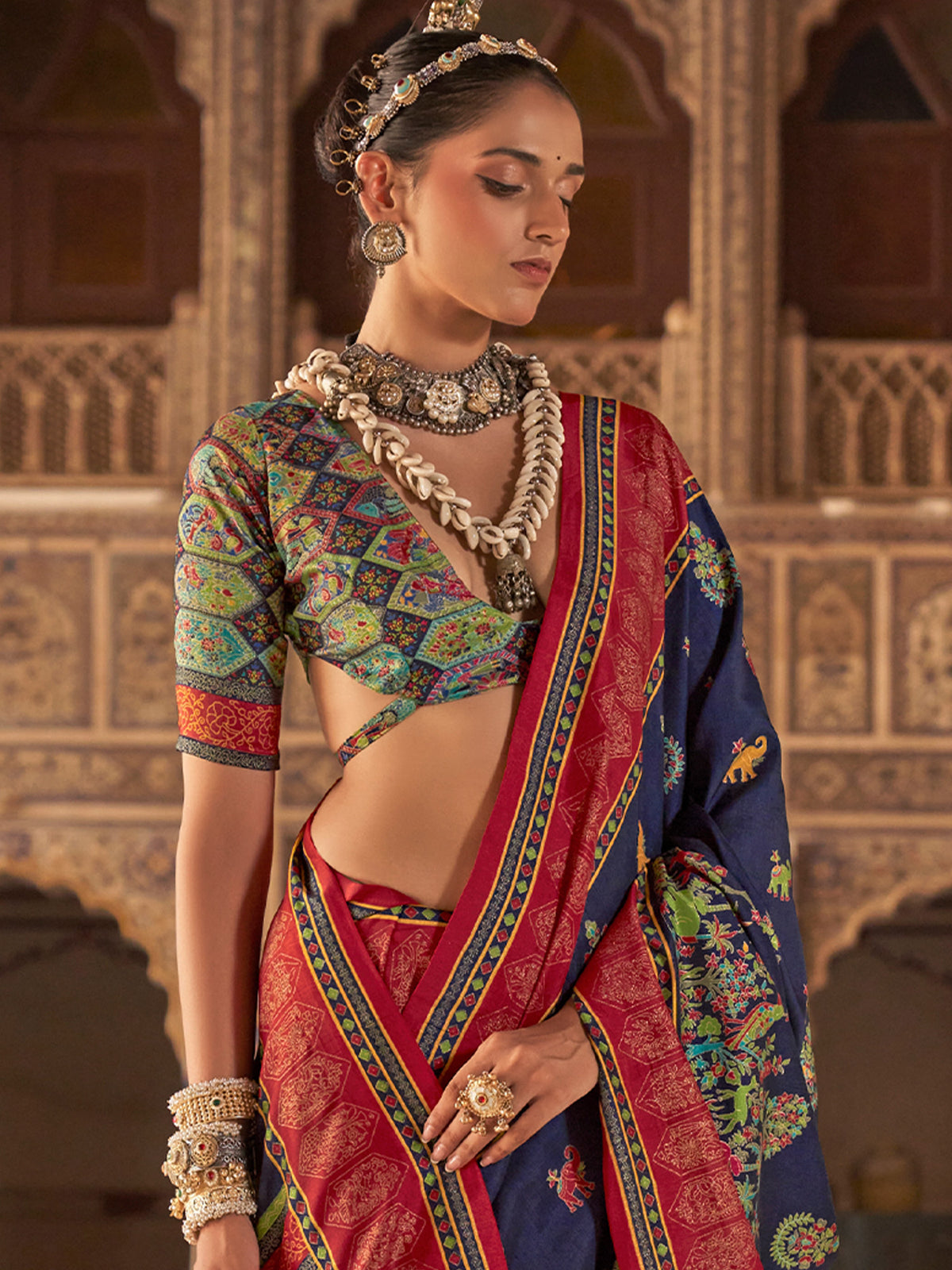 Navy Blue Silk Blend saree – detail view 2