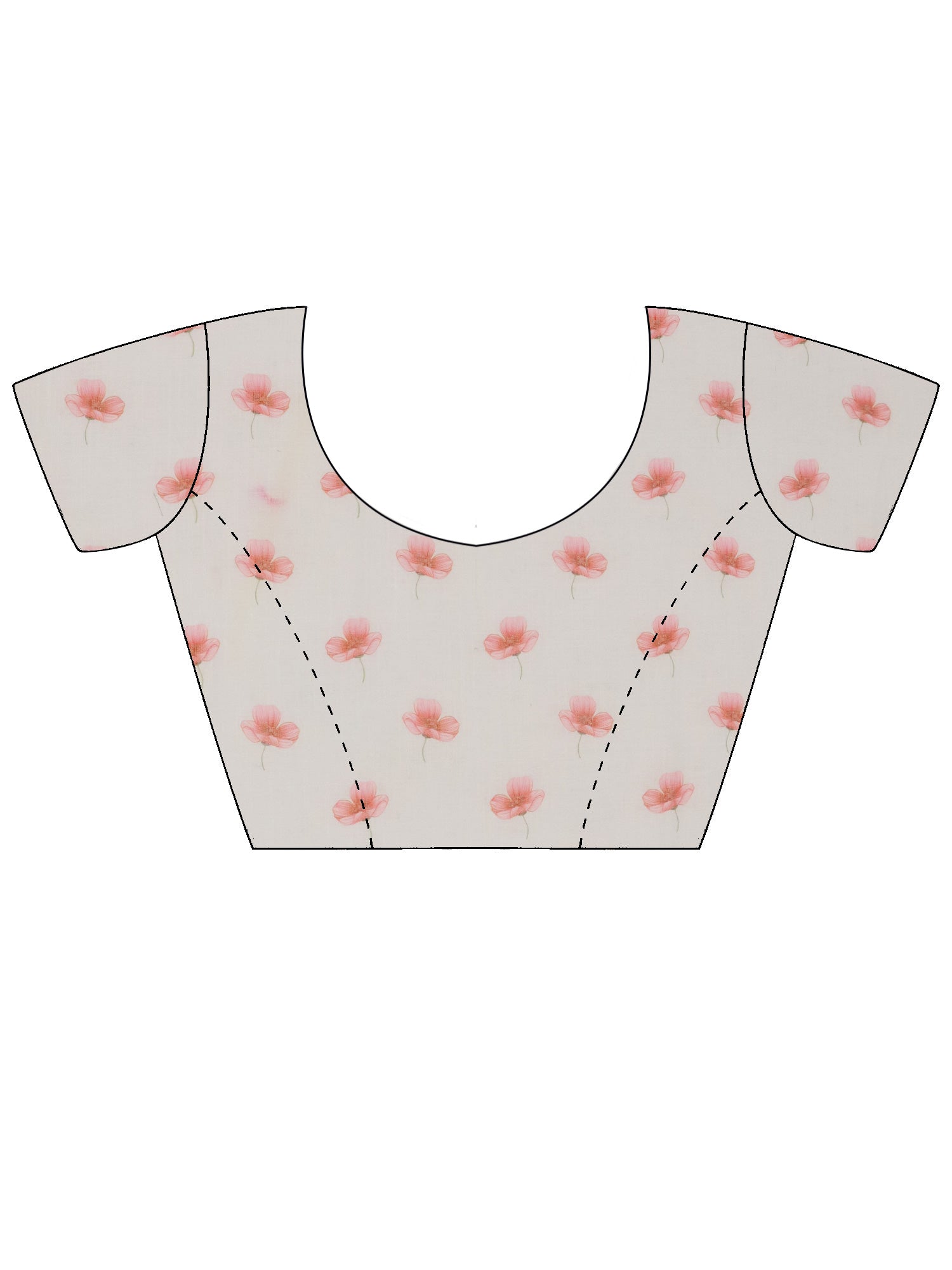 Unstitched off white cotton linen blouse piece with floral design