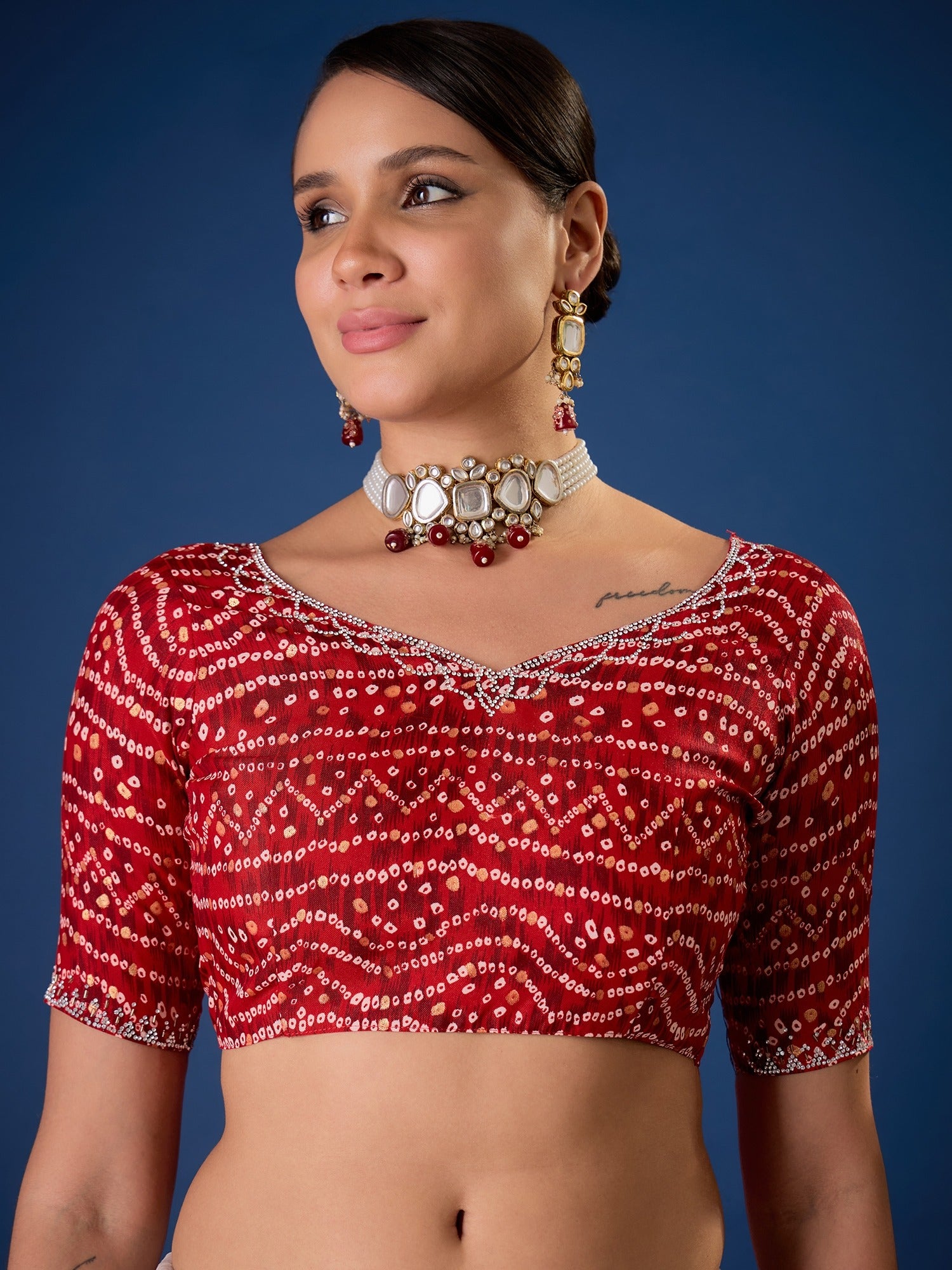 White Chiffon saree – detail view 2