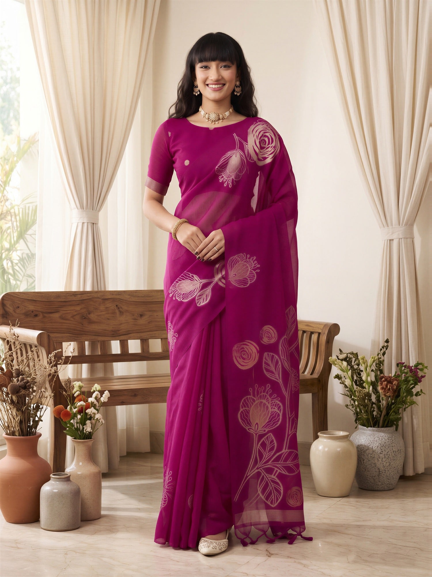 Pink Pure Silk saree – detail view 3