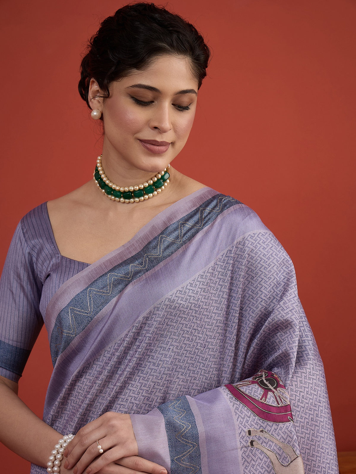 Light Blue art silk saree view 3