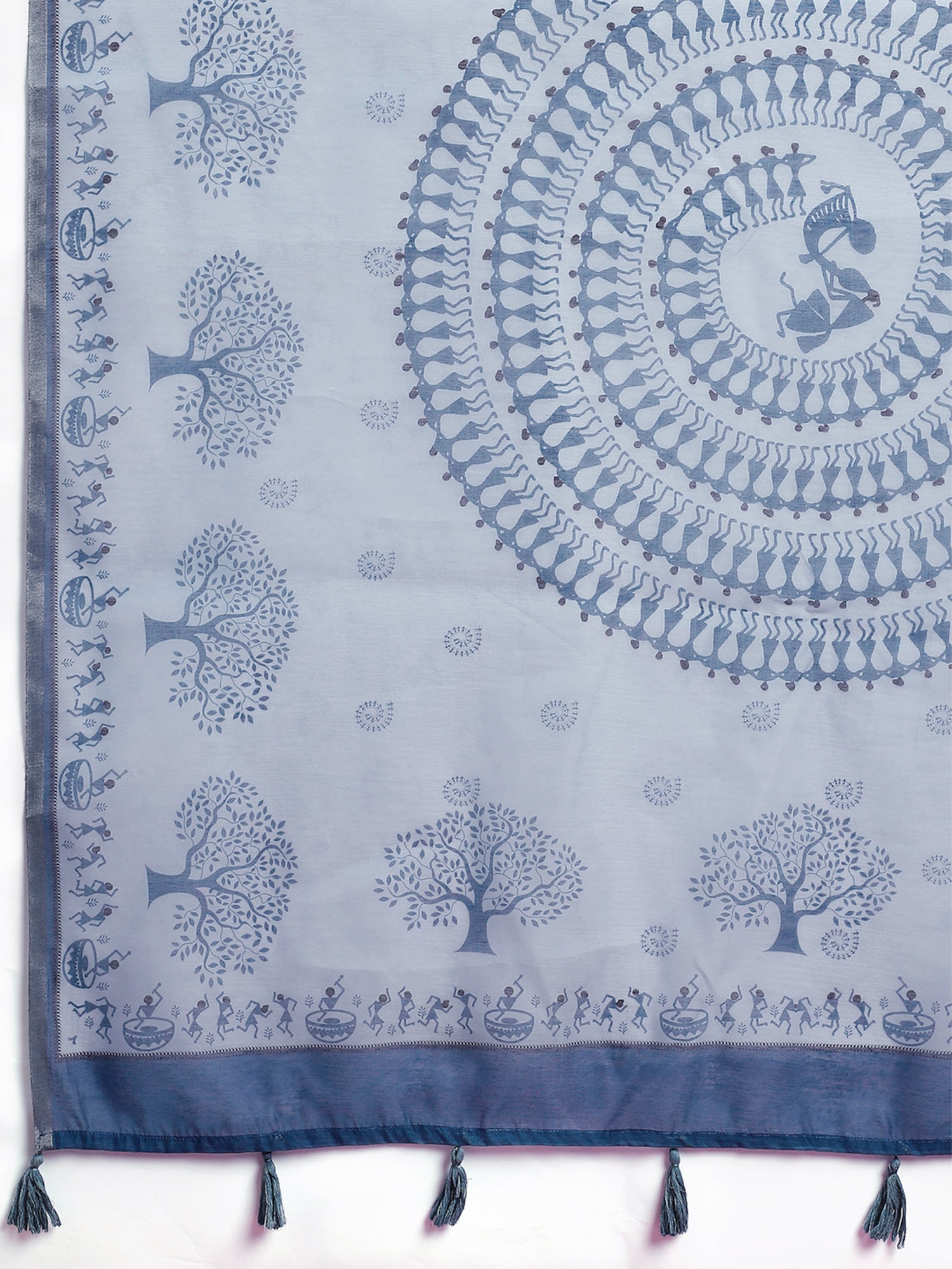 Light Blue Cotton Linen saree – detail view 5