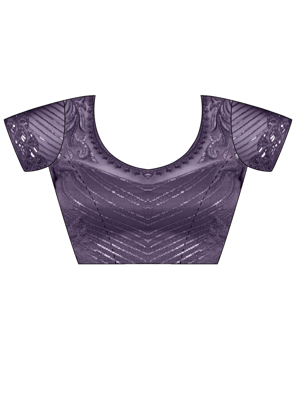 Unstitched violet georgette blouse piece with embellished design