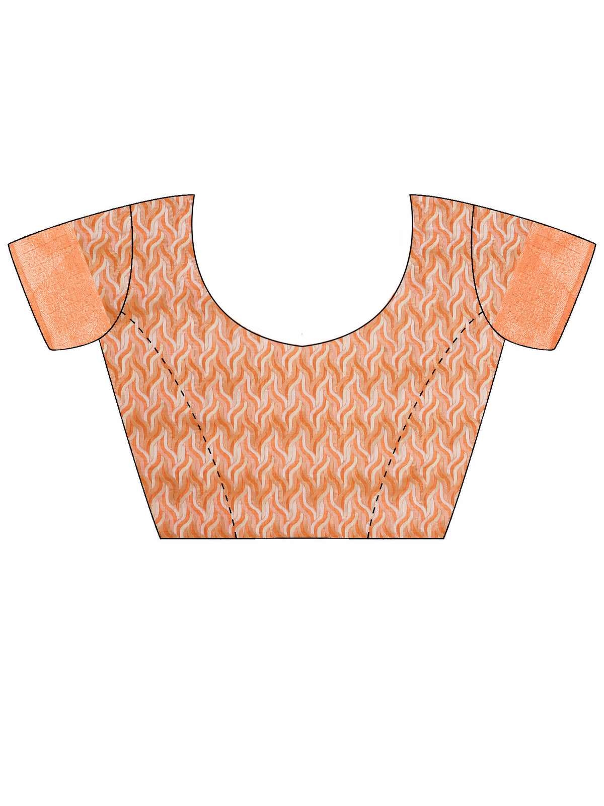 Unstitched orange cotton linen blouse piece with woven design design