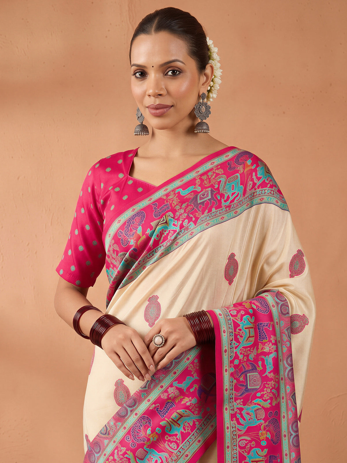 Pink Silk Blend saree – detail view 3