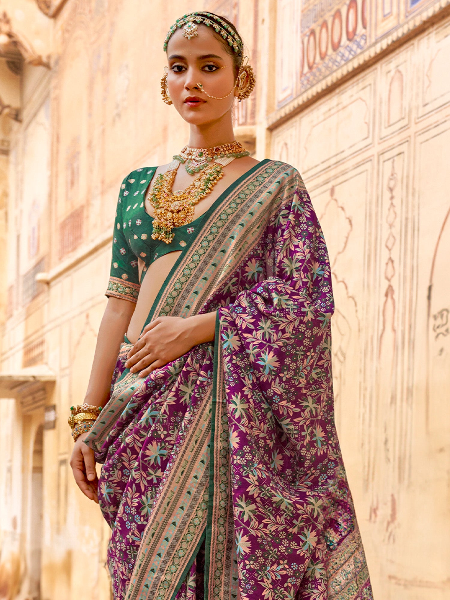 Wine Silk Blend saree – detail view 3