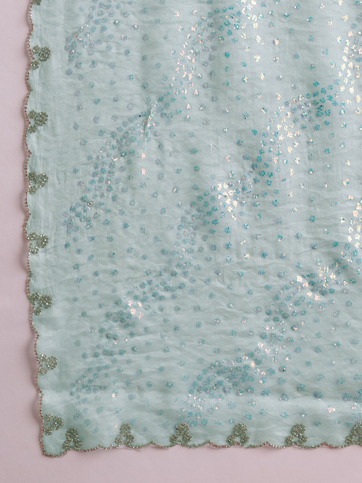 Light Blue Satin saree – detail view 4
