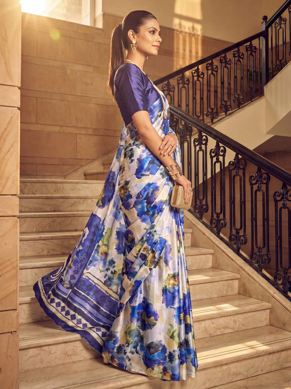 Off White Satin Silk saree – detail view 2