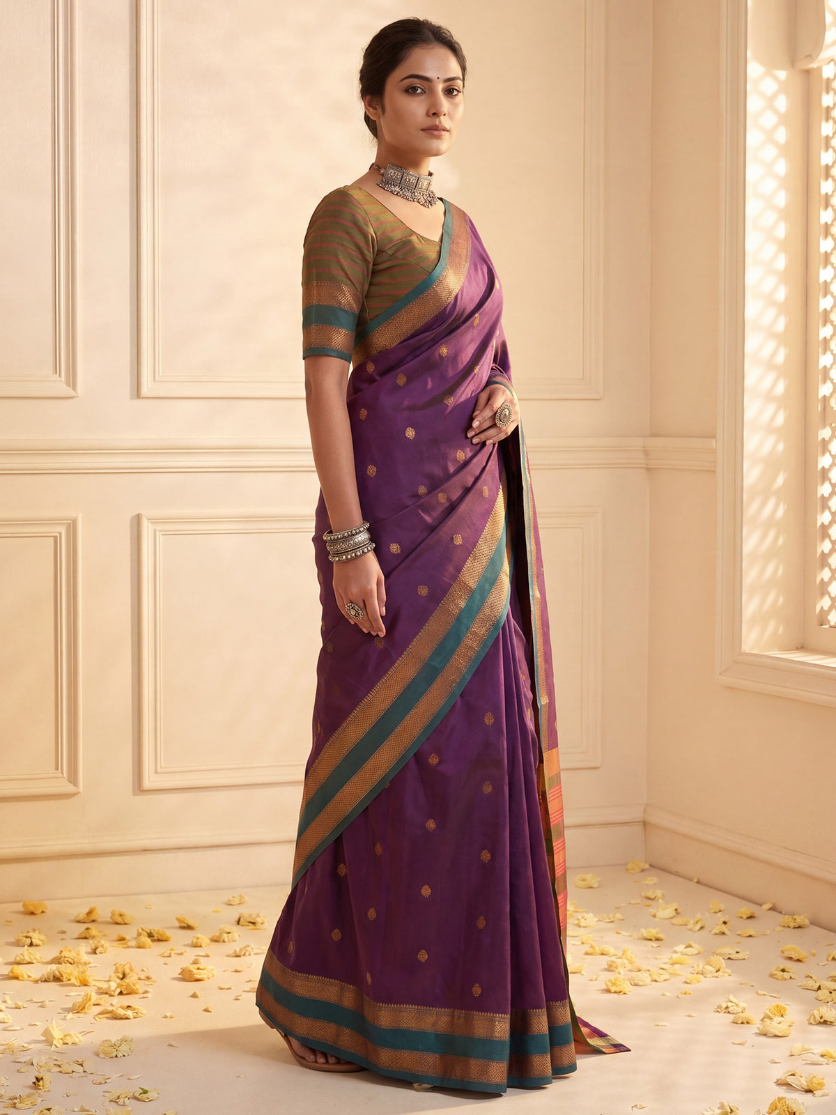 Purple Soft Silk saree – detail view 2