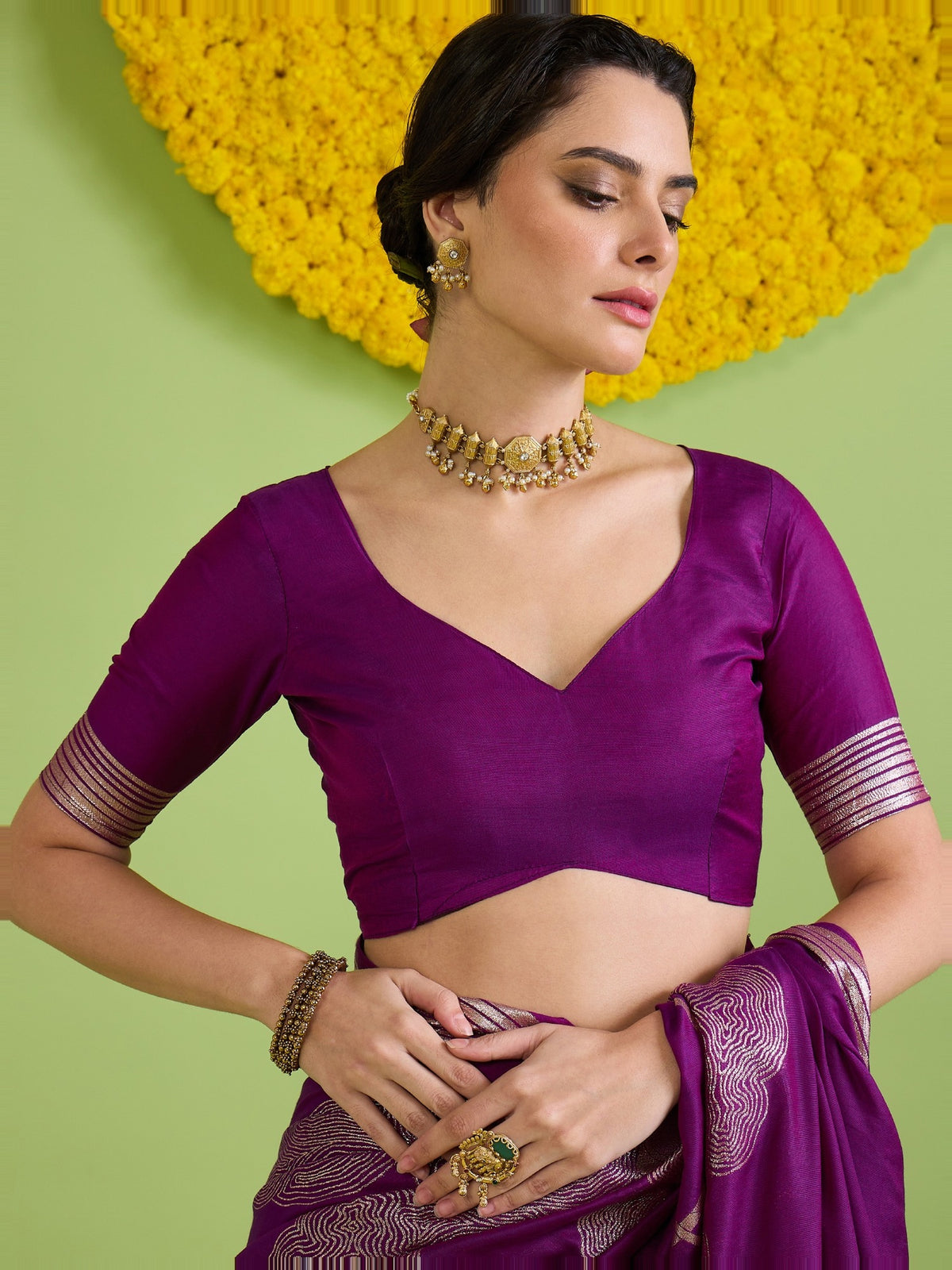 Purple Silk Blend saree – detail view 5