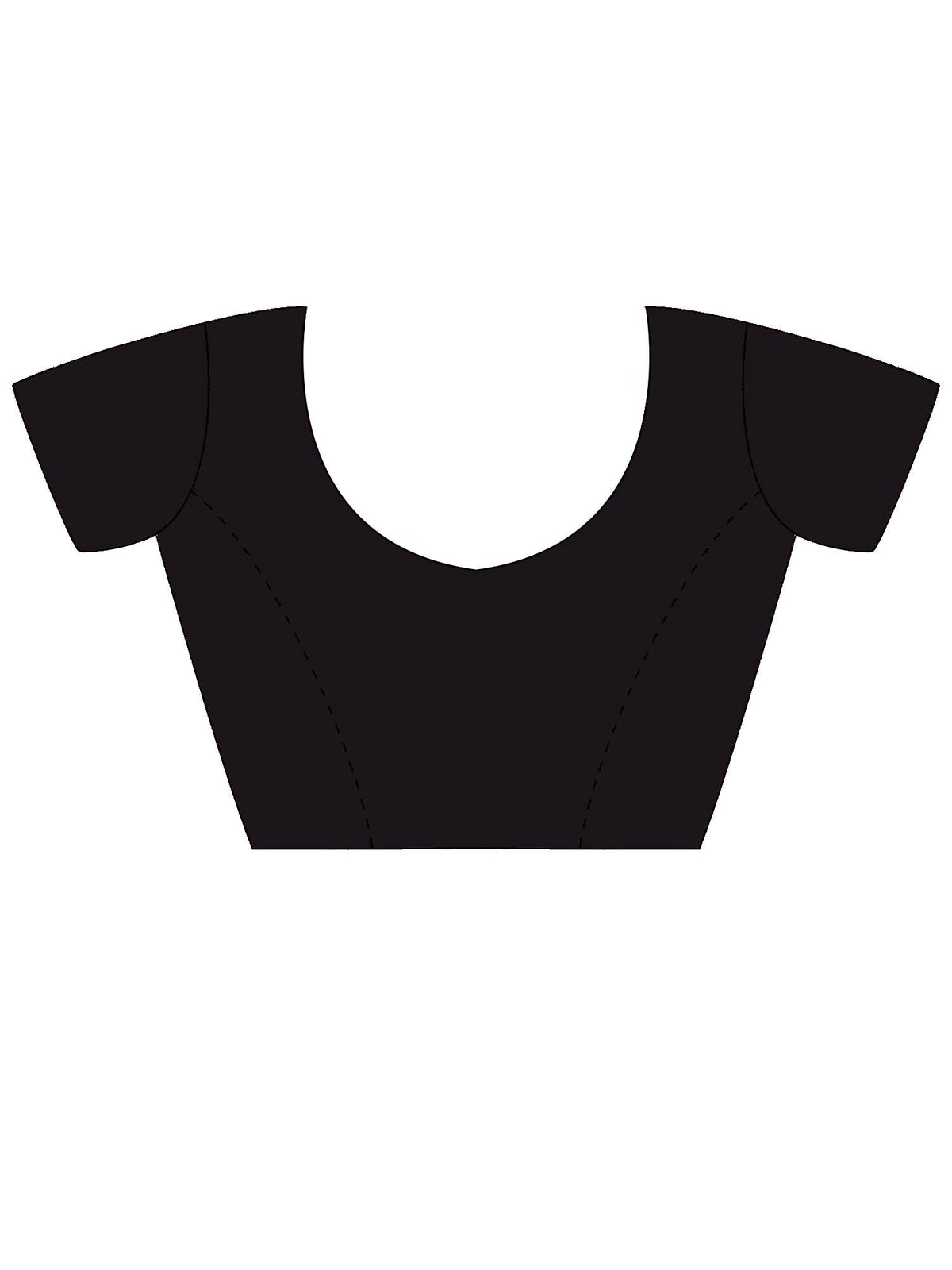 Unstitched black bhagalpuri silk blouse piece with solid design