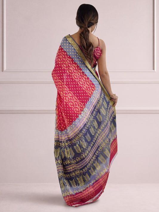 Pink Cotton saree – detail view 1