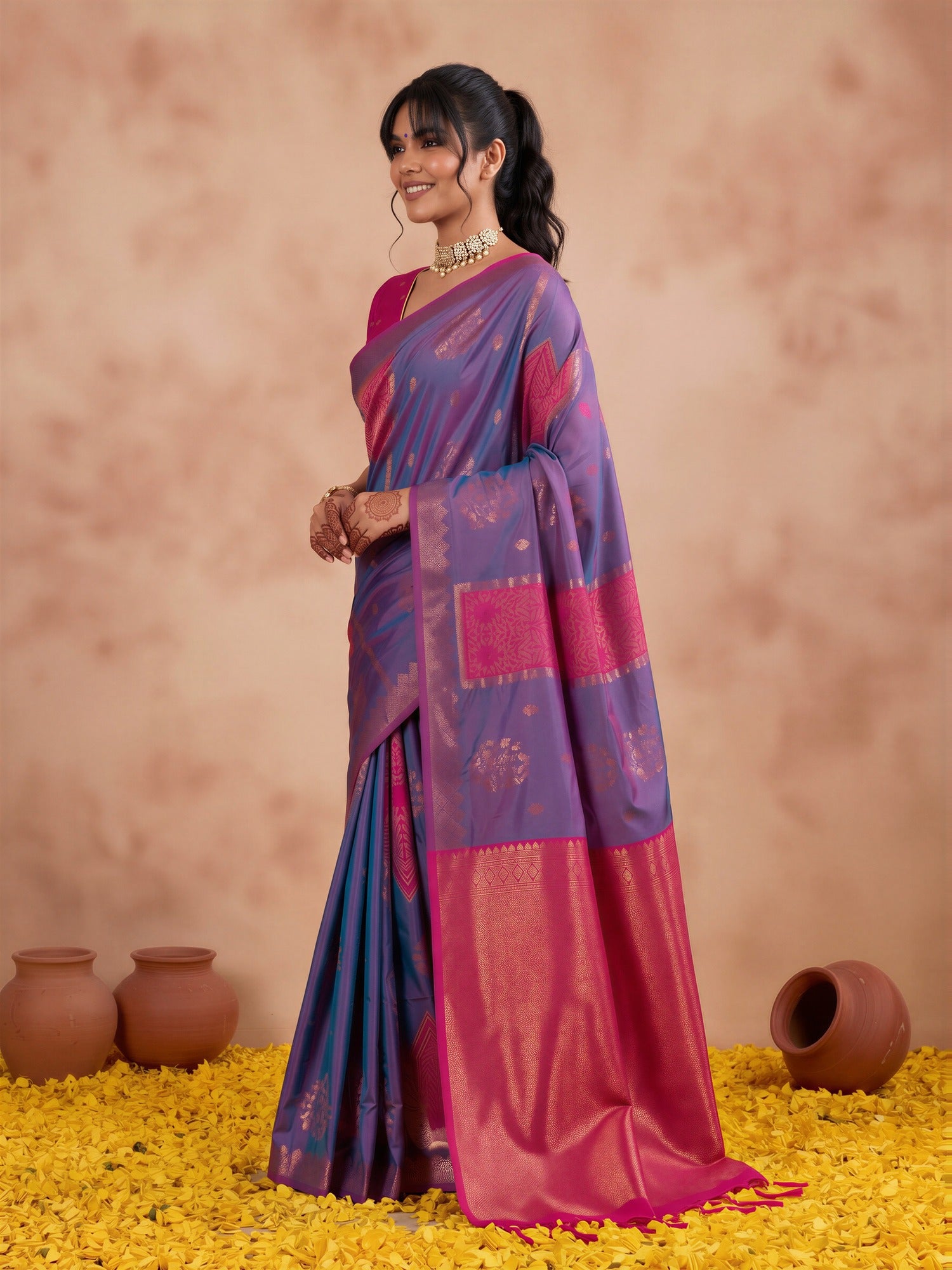 Blue Silk saree – detail view 2