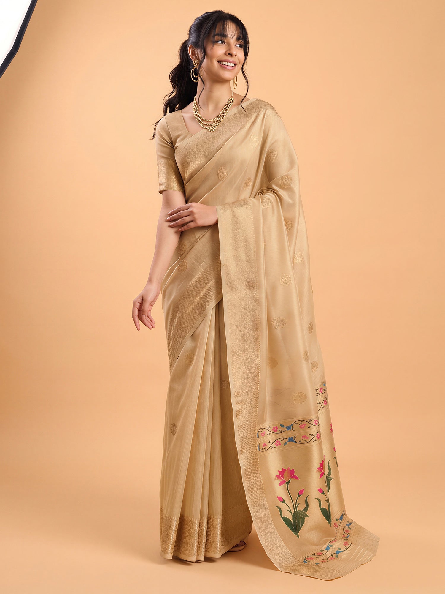 Cream Tissue saree – detail view 3