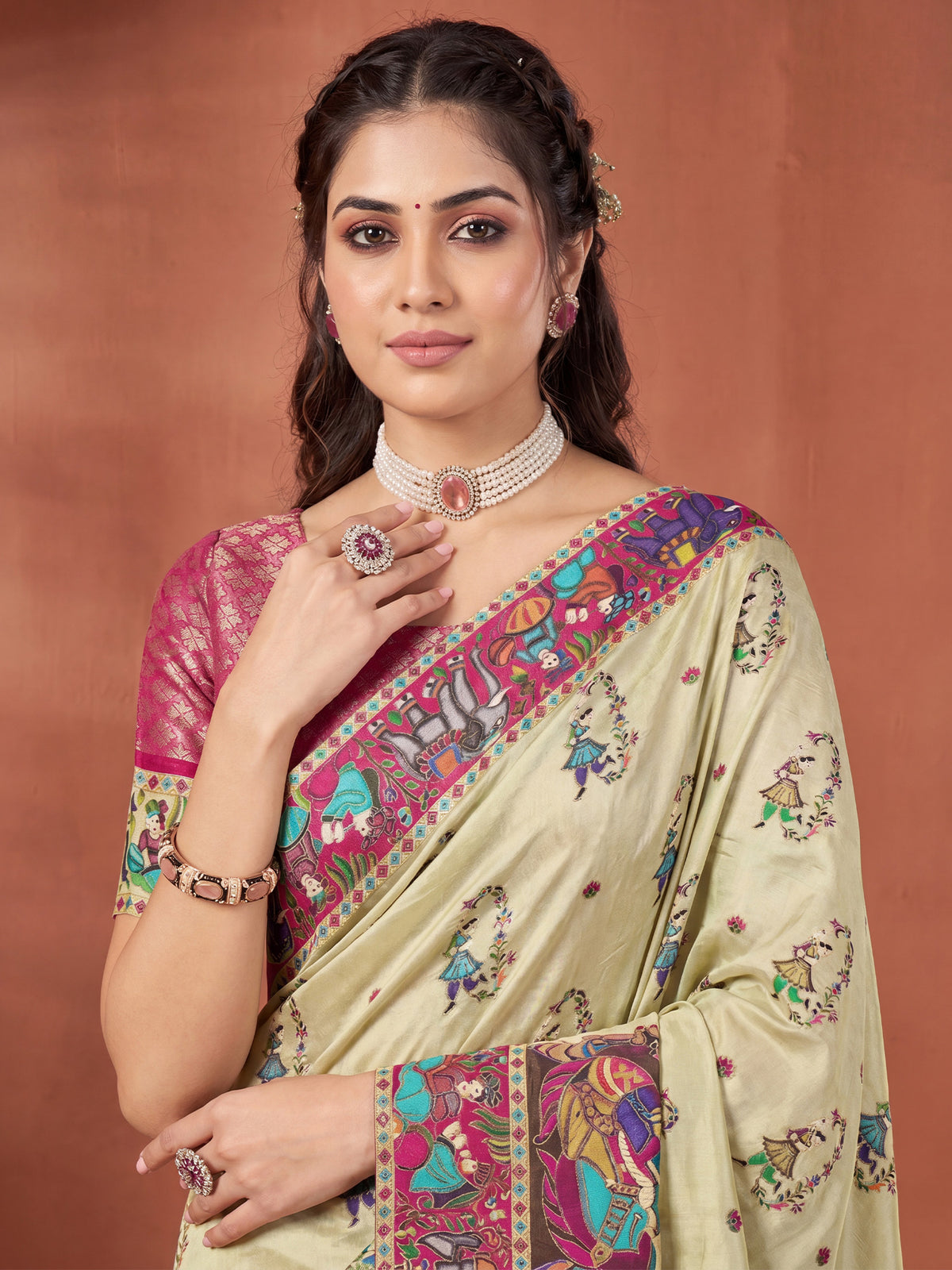 Light Green Viscose Silk saree – detail view 4