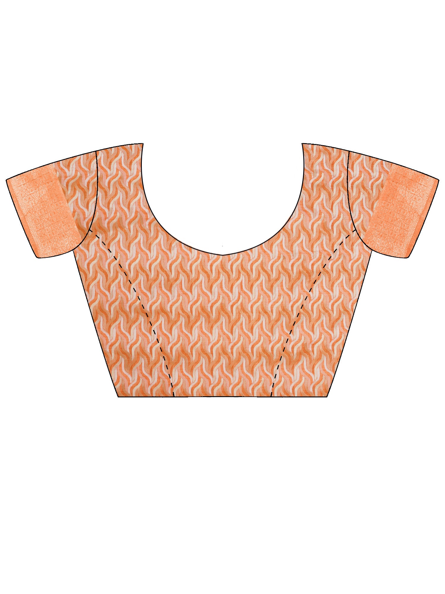 Unstitched orange cotton linen blouse piece with woven design design