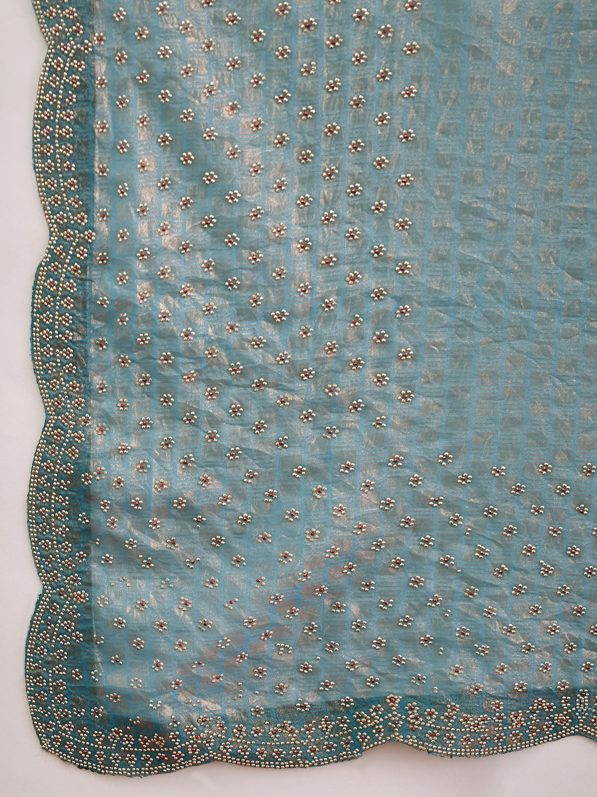 Light Blue Satin saree – detail view 6