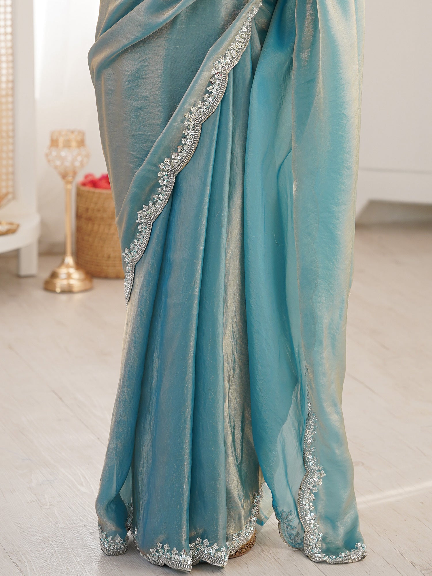 Light Blue Silk Blend saree – detail view 5